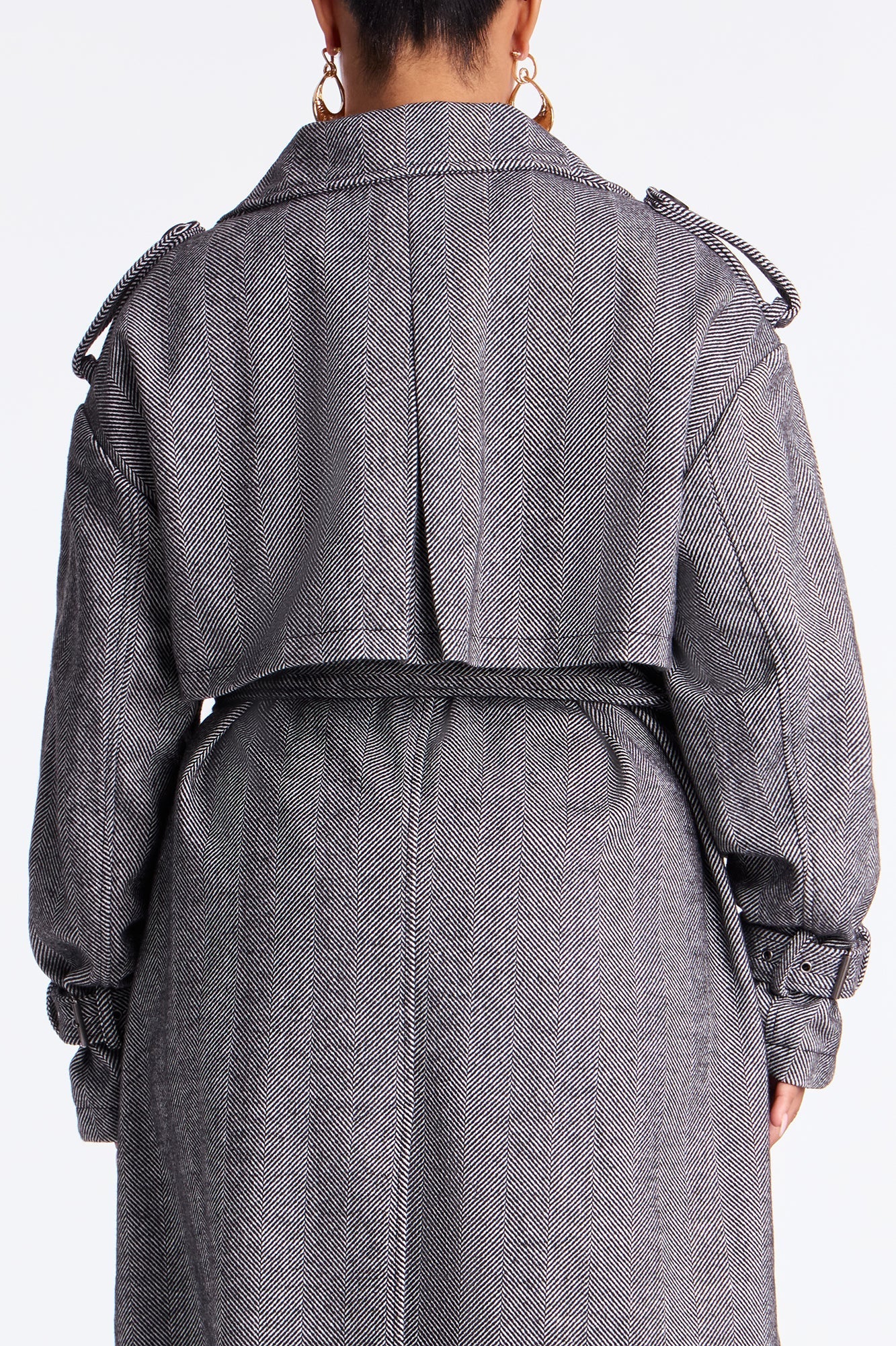 Working Overtime Belted Trench Coat - Black/combo