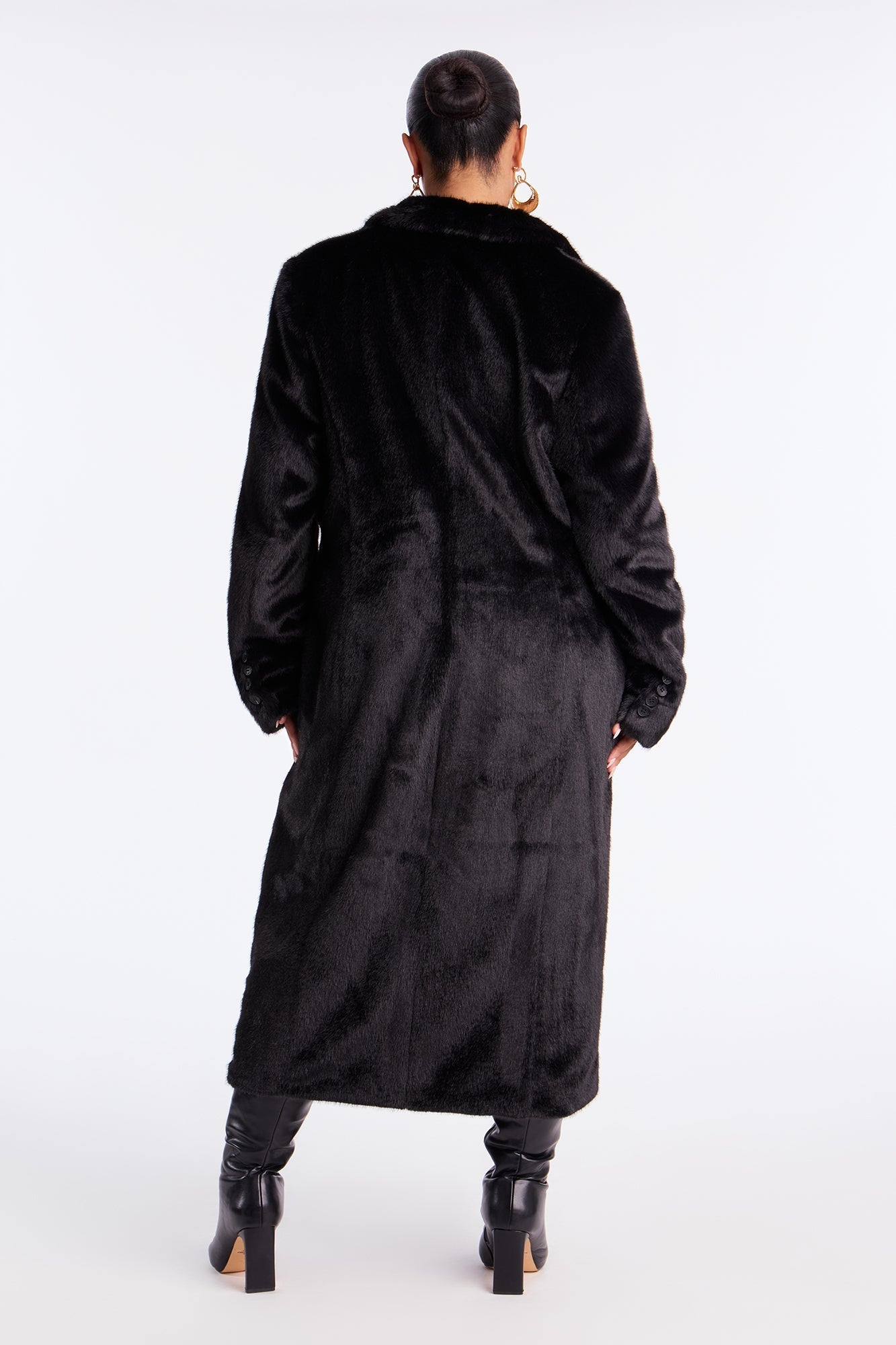 Madelyn Long Faux Fur Coat - Black