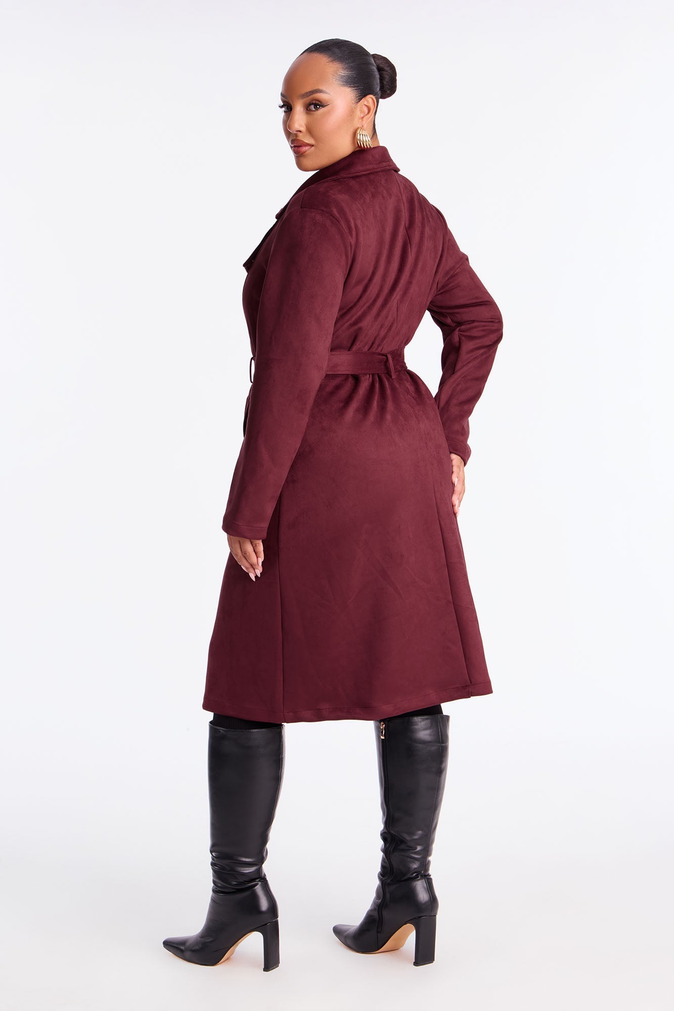 Belt Your Heart Trench Coat - Wine