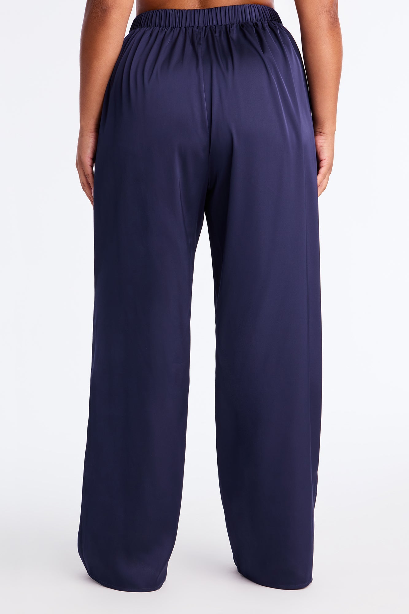 Claudia Satin Wide Leg Pant 32″ - Navy