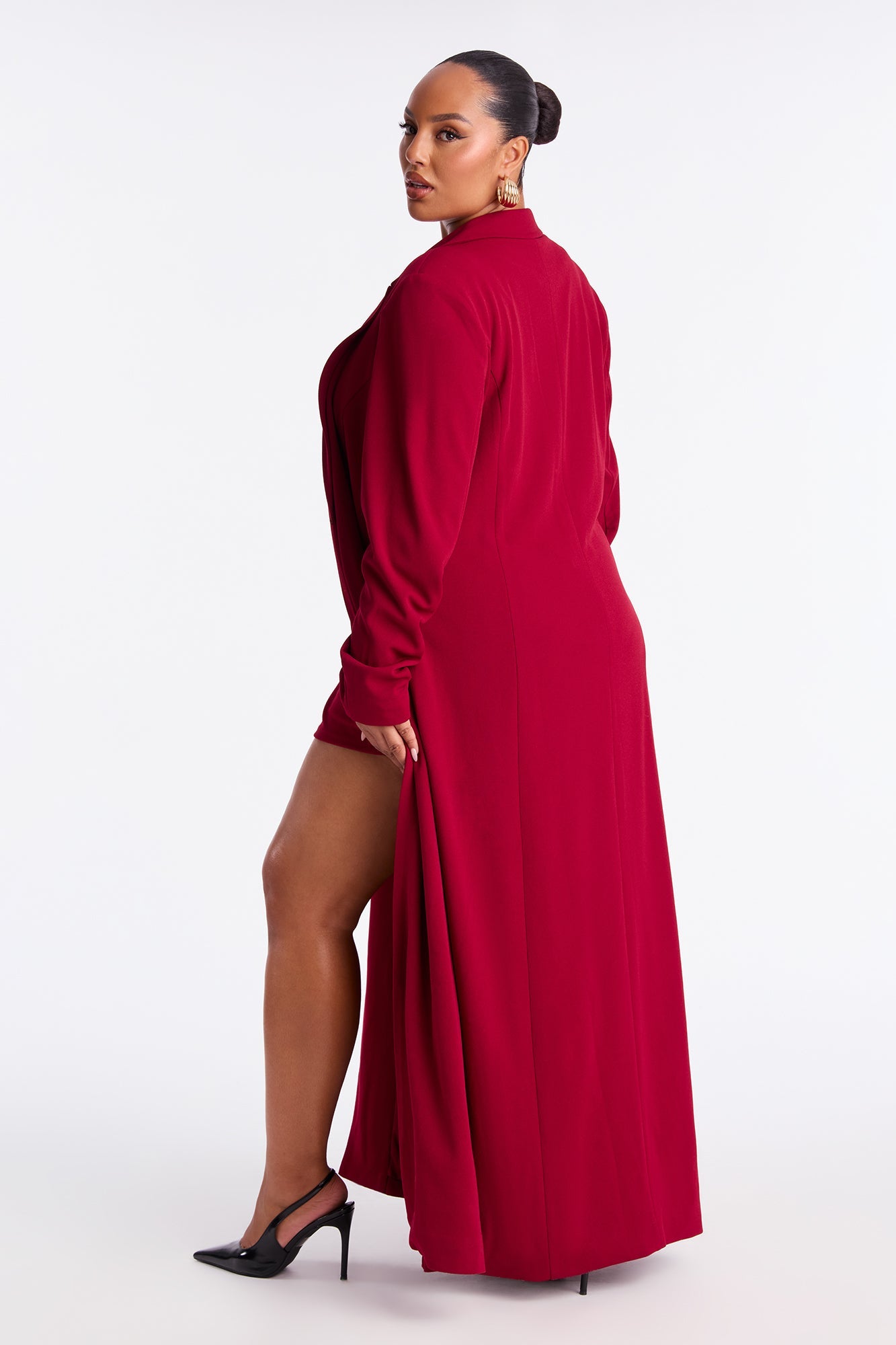 Feeling Regal Crepe Coat - Wine