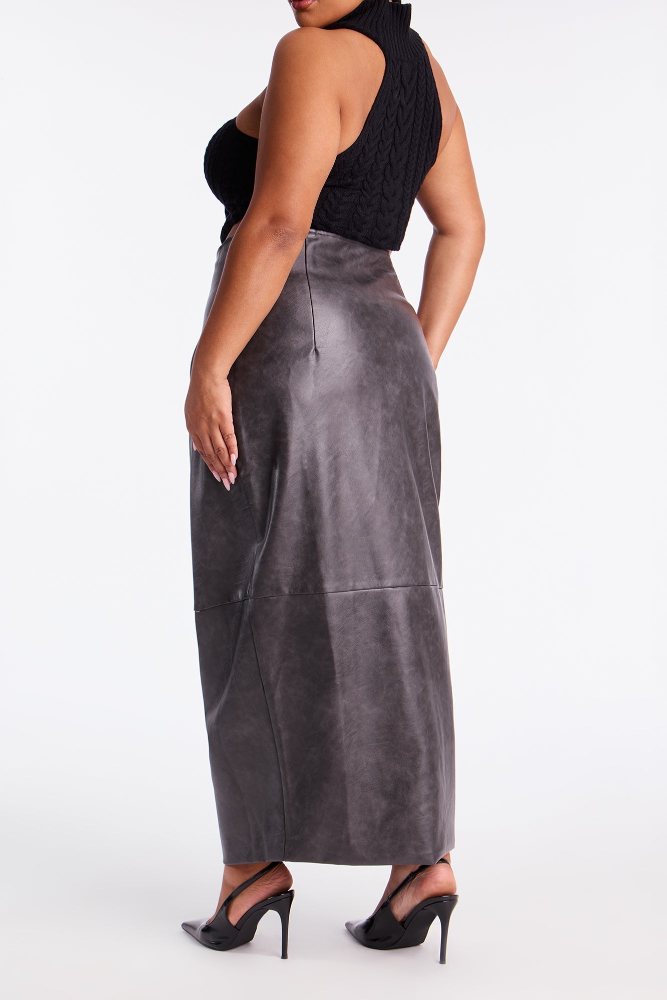 Not Asking Faux Leather Pencil Maxi Skirt - Black