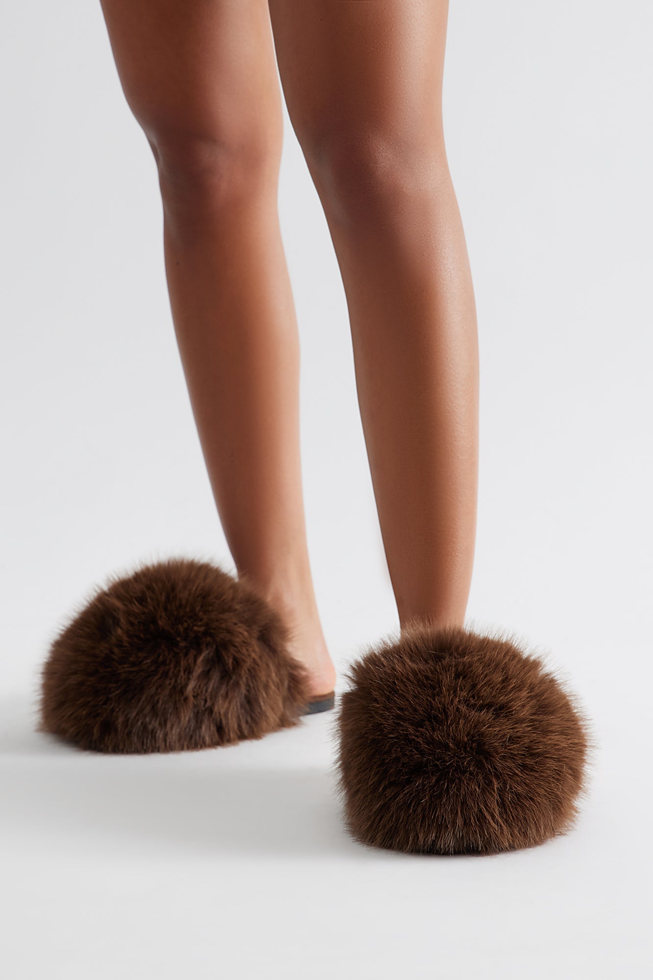 Roro Faux Fur Slippers - Brown