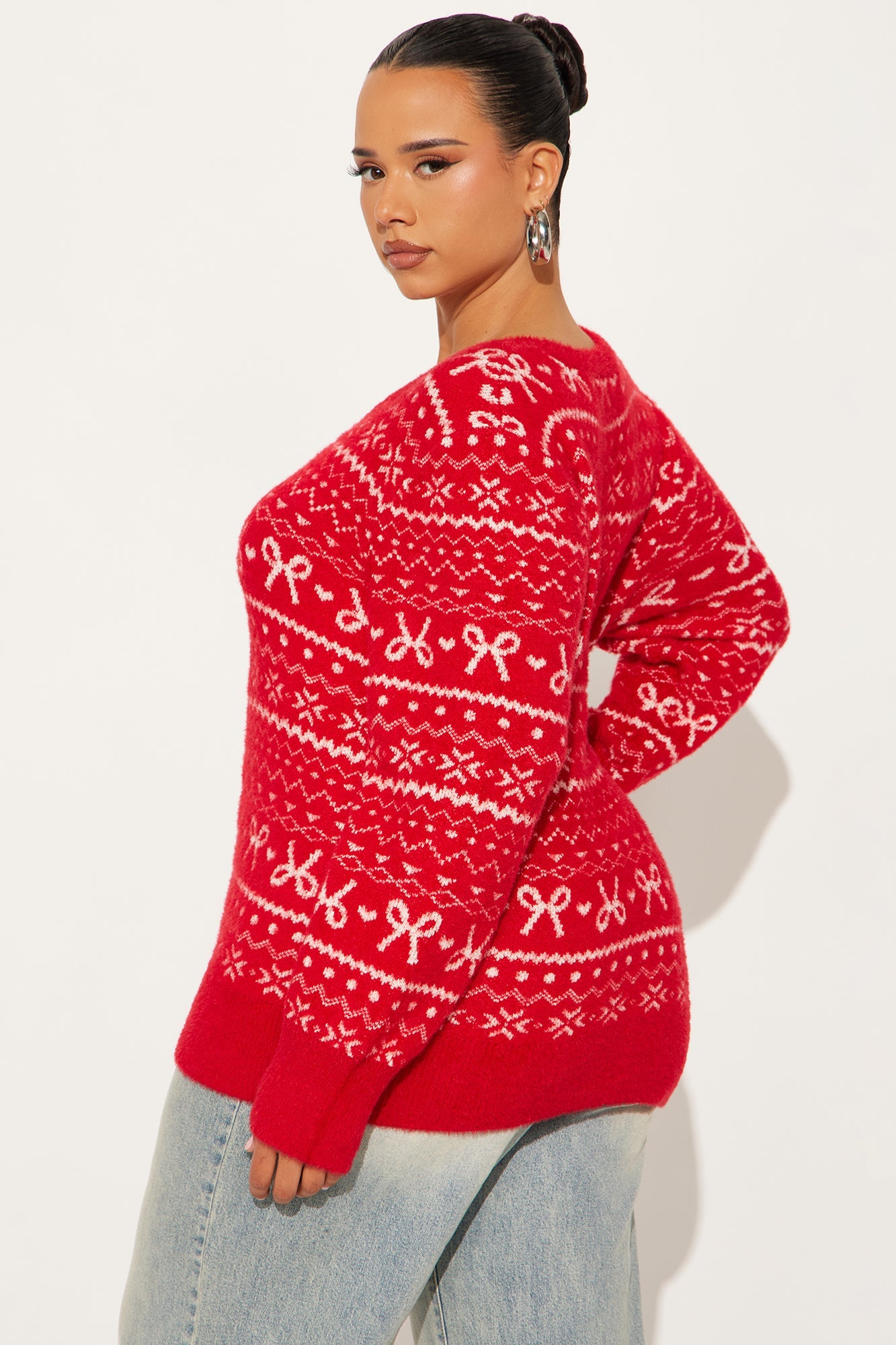 Christmas Mornings Pullover Sweater - Red/combo