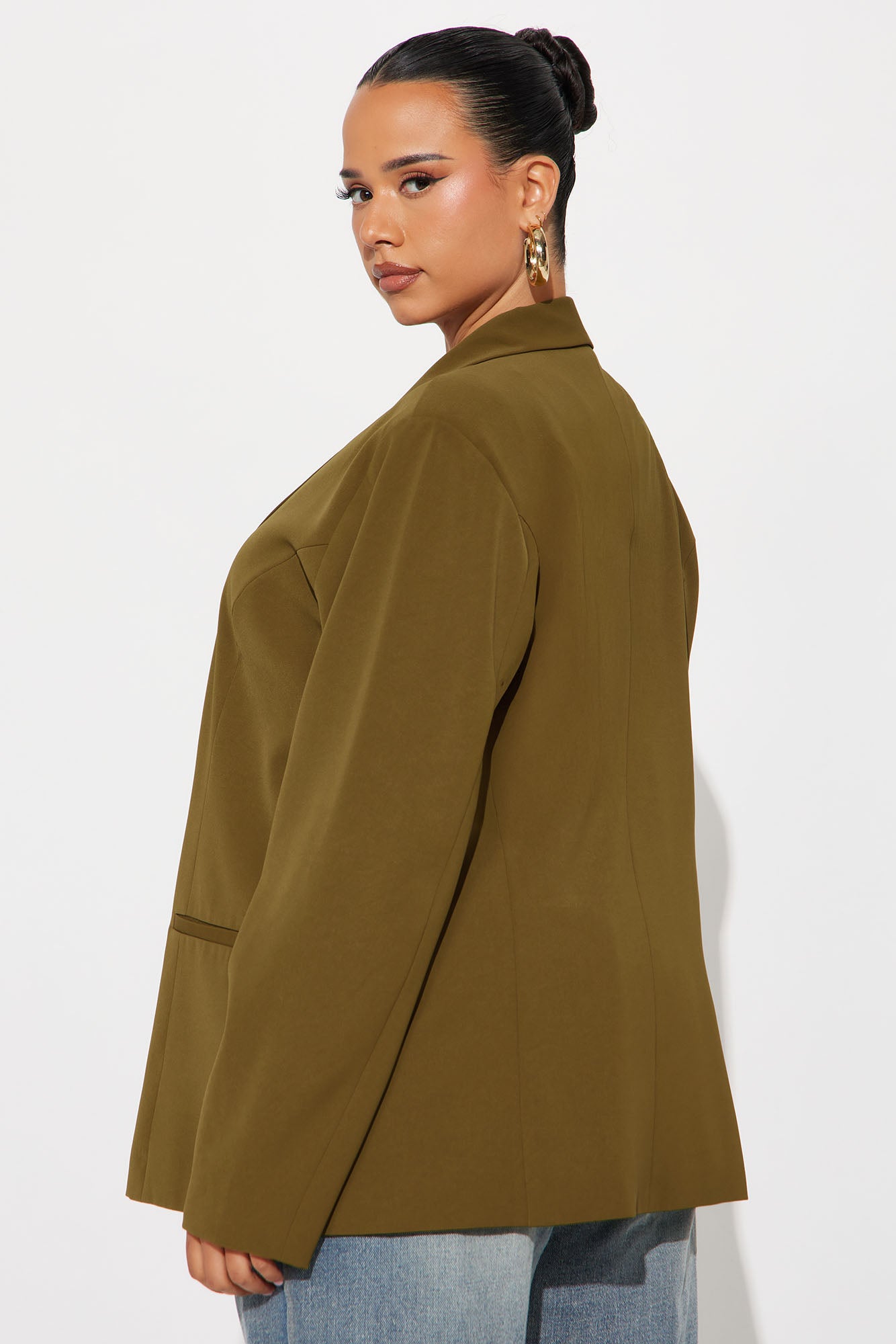 Gemma Open Crepe Blazer - Olive