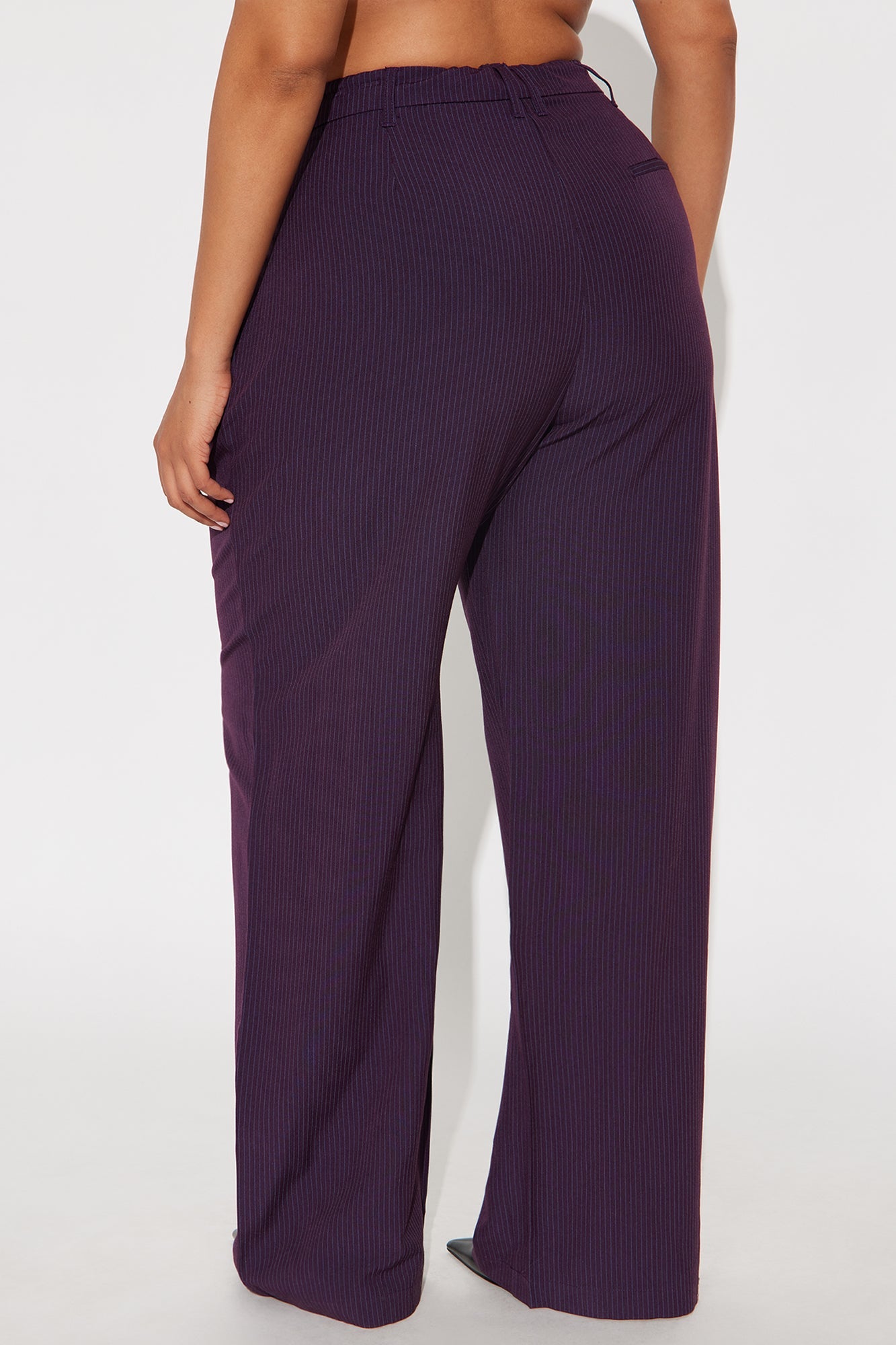 Kelly Pinstripe Wide Leg Trouser Pant - Plum