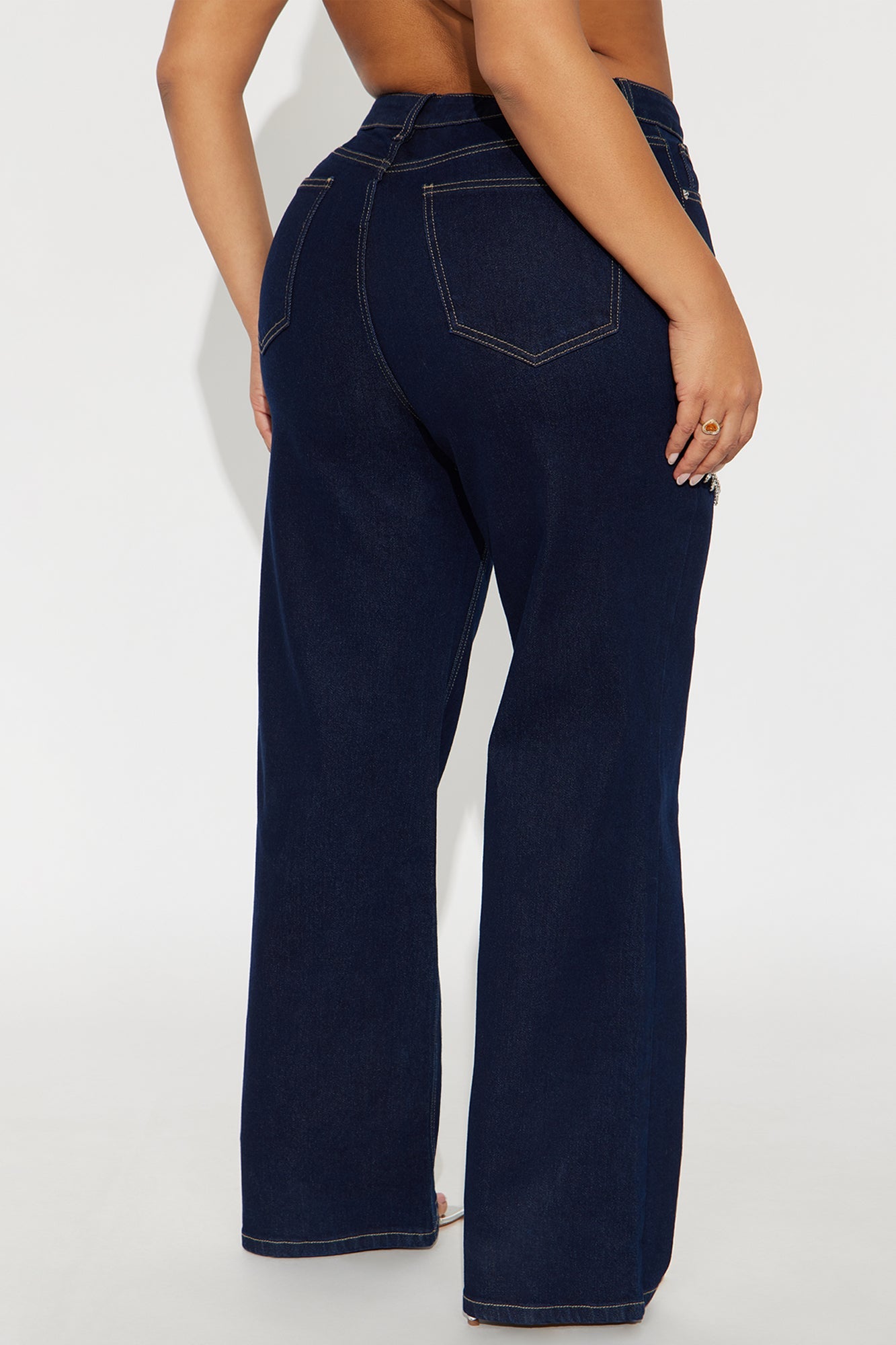 You Belong With Me Stretch Embellished Straight Leg Jeans - Dark Denim