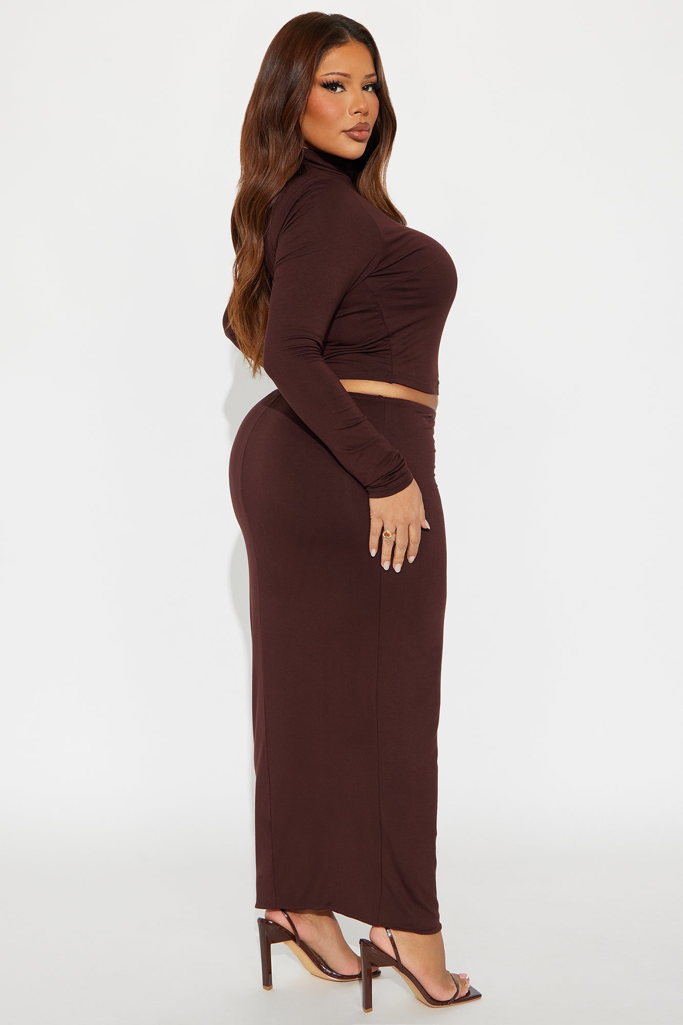 So Essential High Neck Skirt Set - Chocolate
