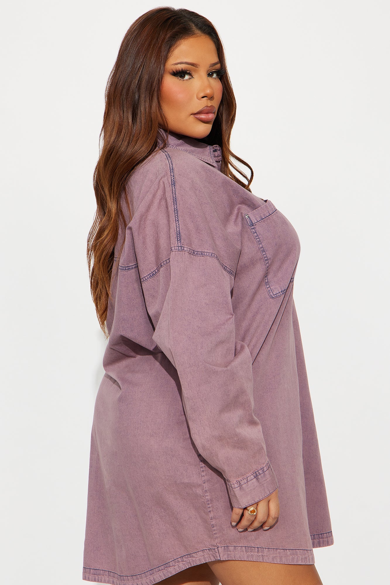 Betsy Denim Shirt Mini Dress - Pink