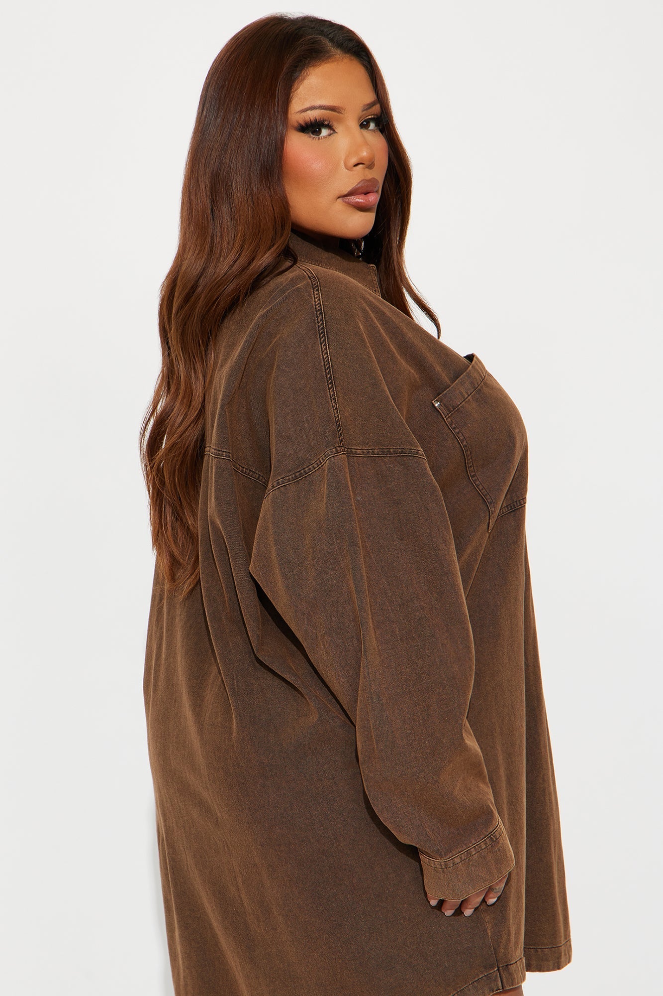 Betsy Denim Shirt Mini Dress - Taupe