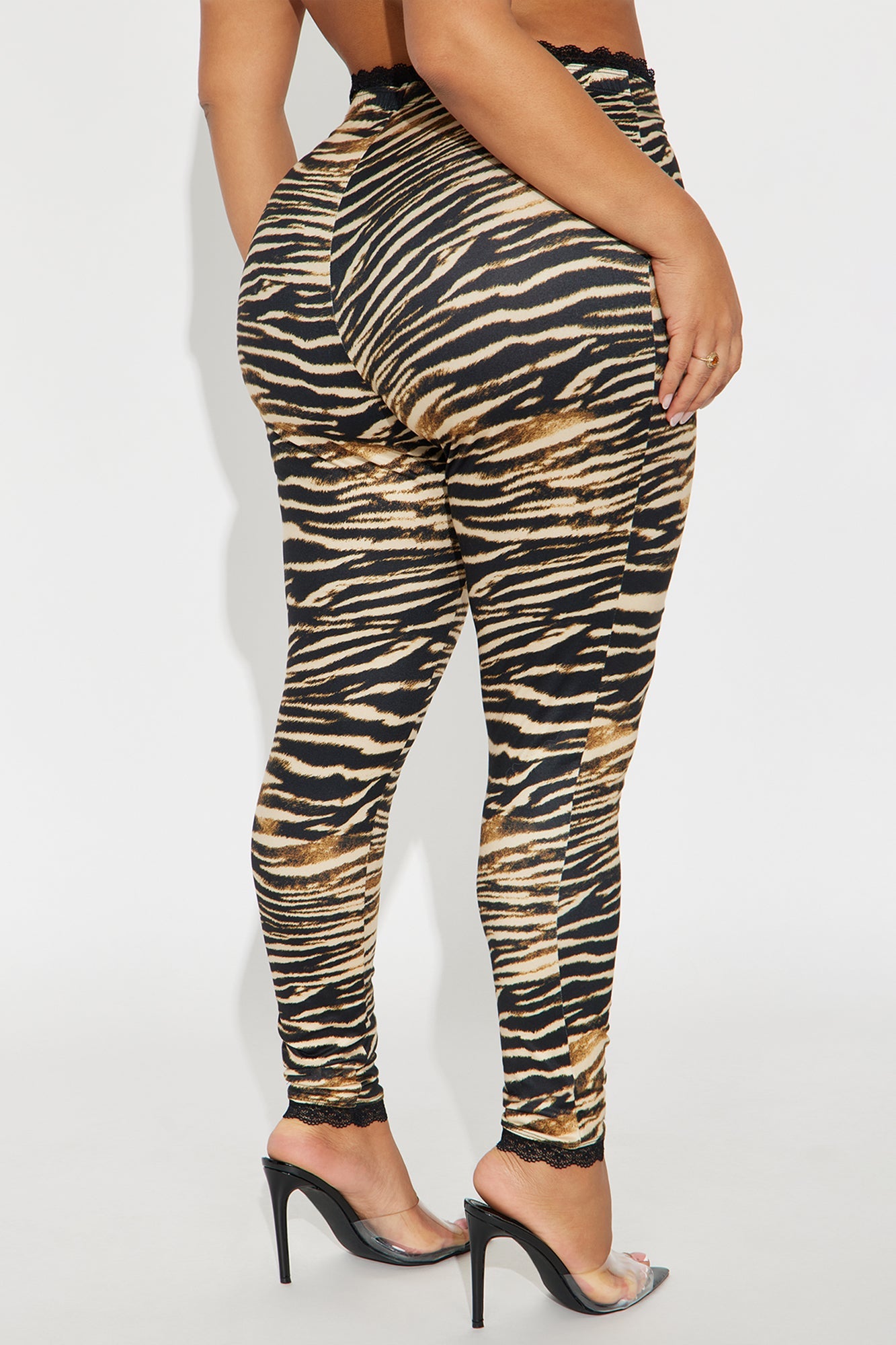 Florentina Lace Trim Legging - Tan/Multi