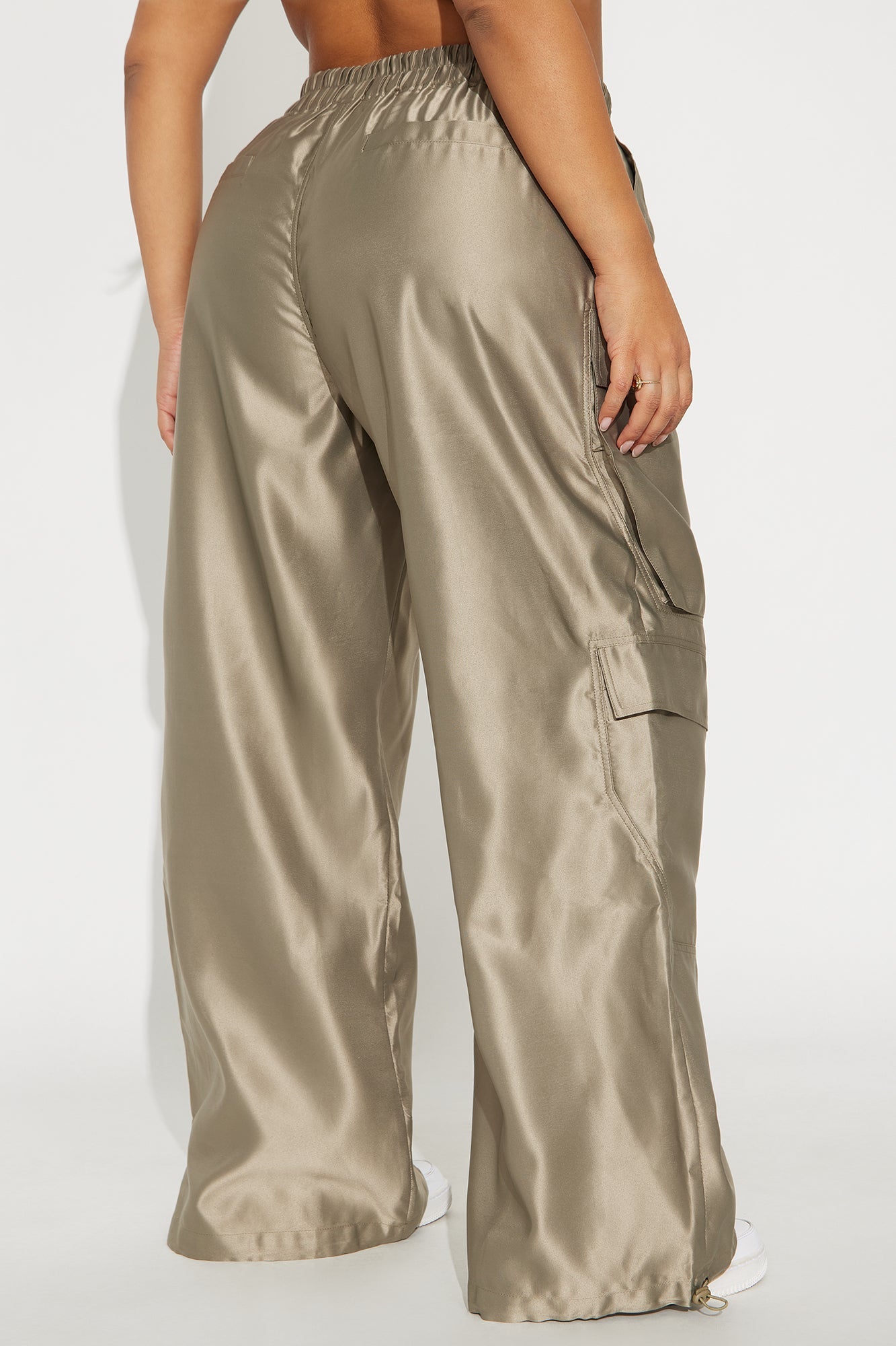 Gemma Cargo Satin Jogger Pant - Olive