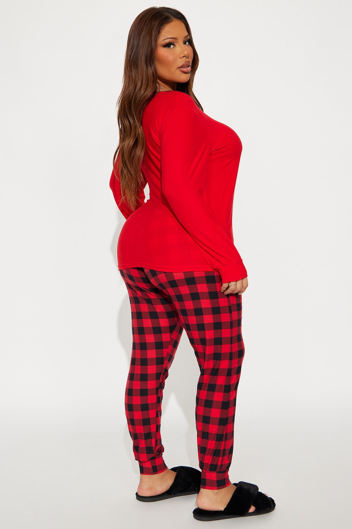 Christmas 2025 Matching Family Long Sleeve PJ Jogger Set - Red/Black