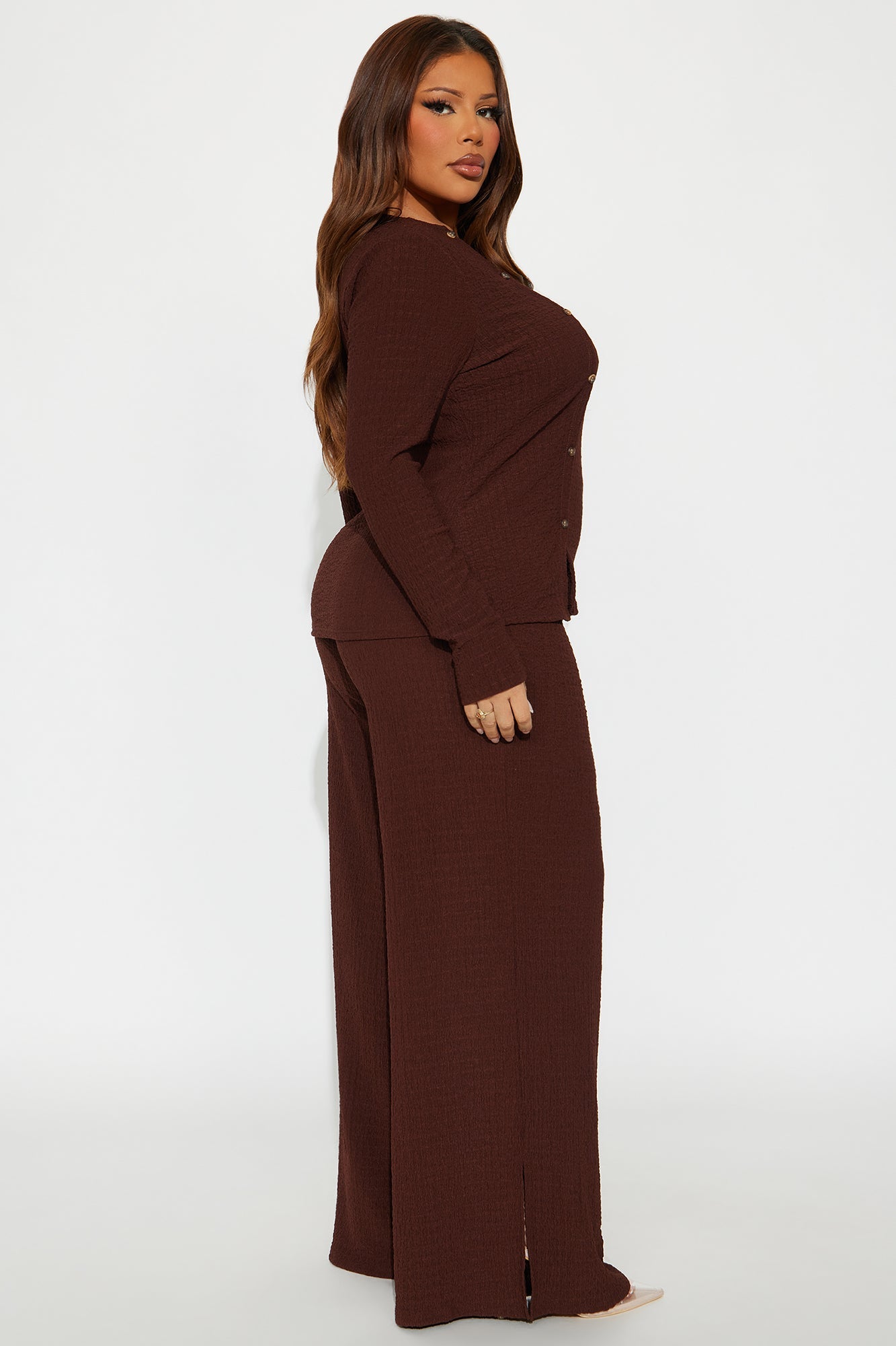 Zakai Textured Pant Set - Brown