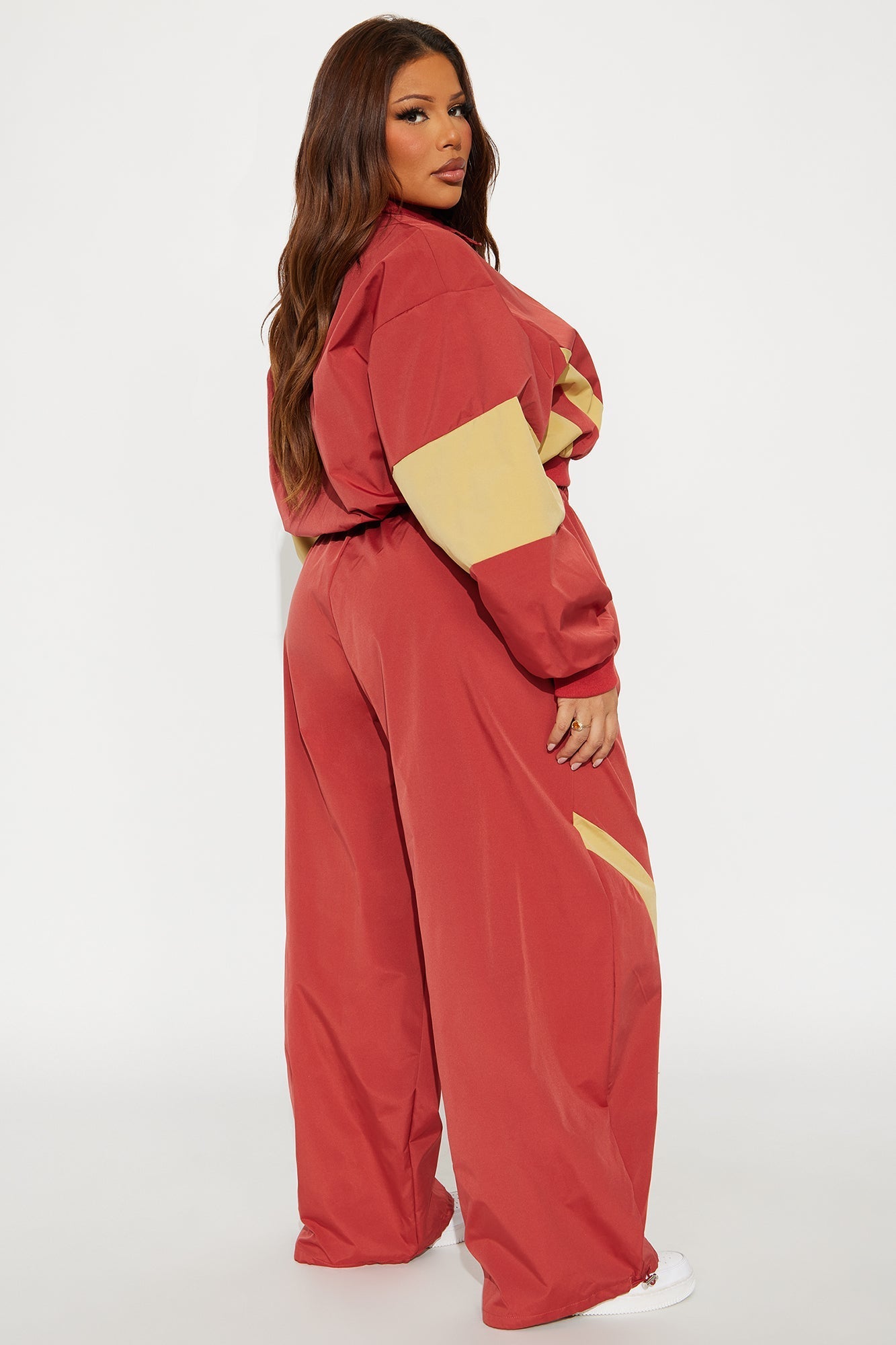 Tokyo Drift Windbreaker Barrel Pant Set - Brick Red