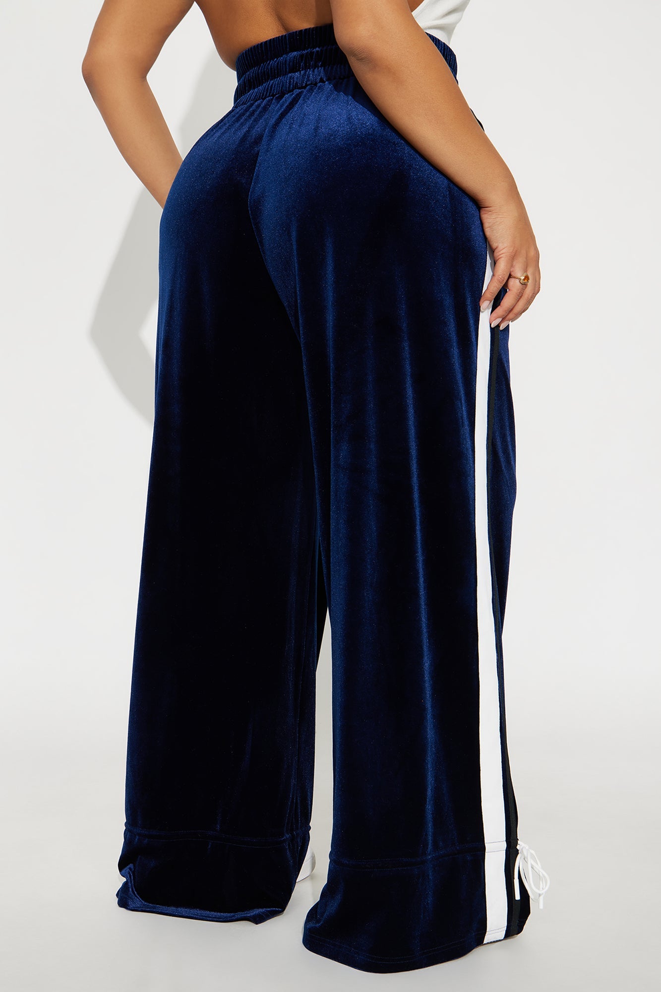 Tease You Velvet Wide Leg Track Pant 32 - Blue/combo