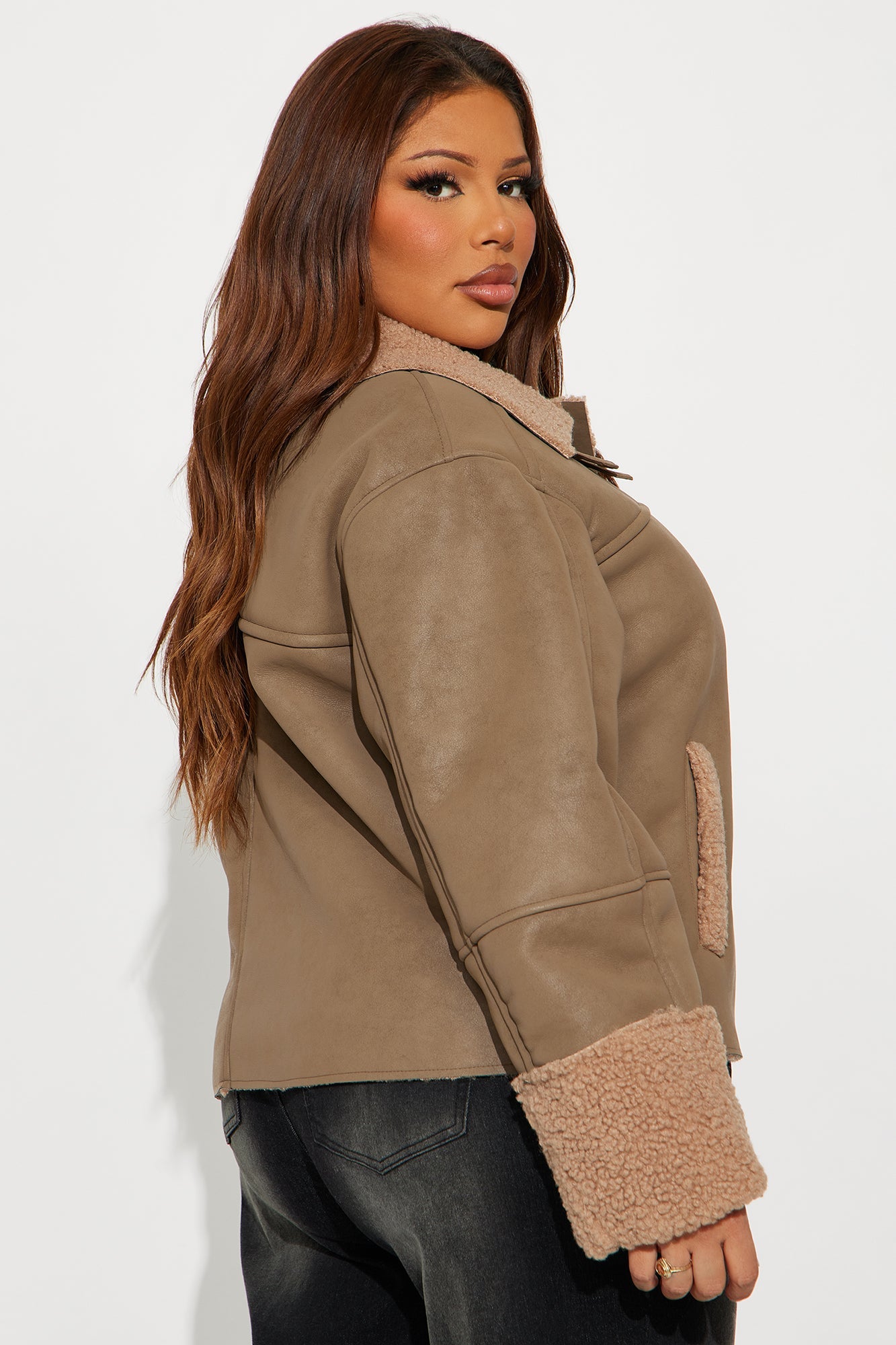 Cabin Getaway Faux Leather Moto Jacket - Mocha