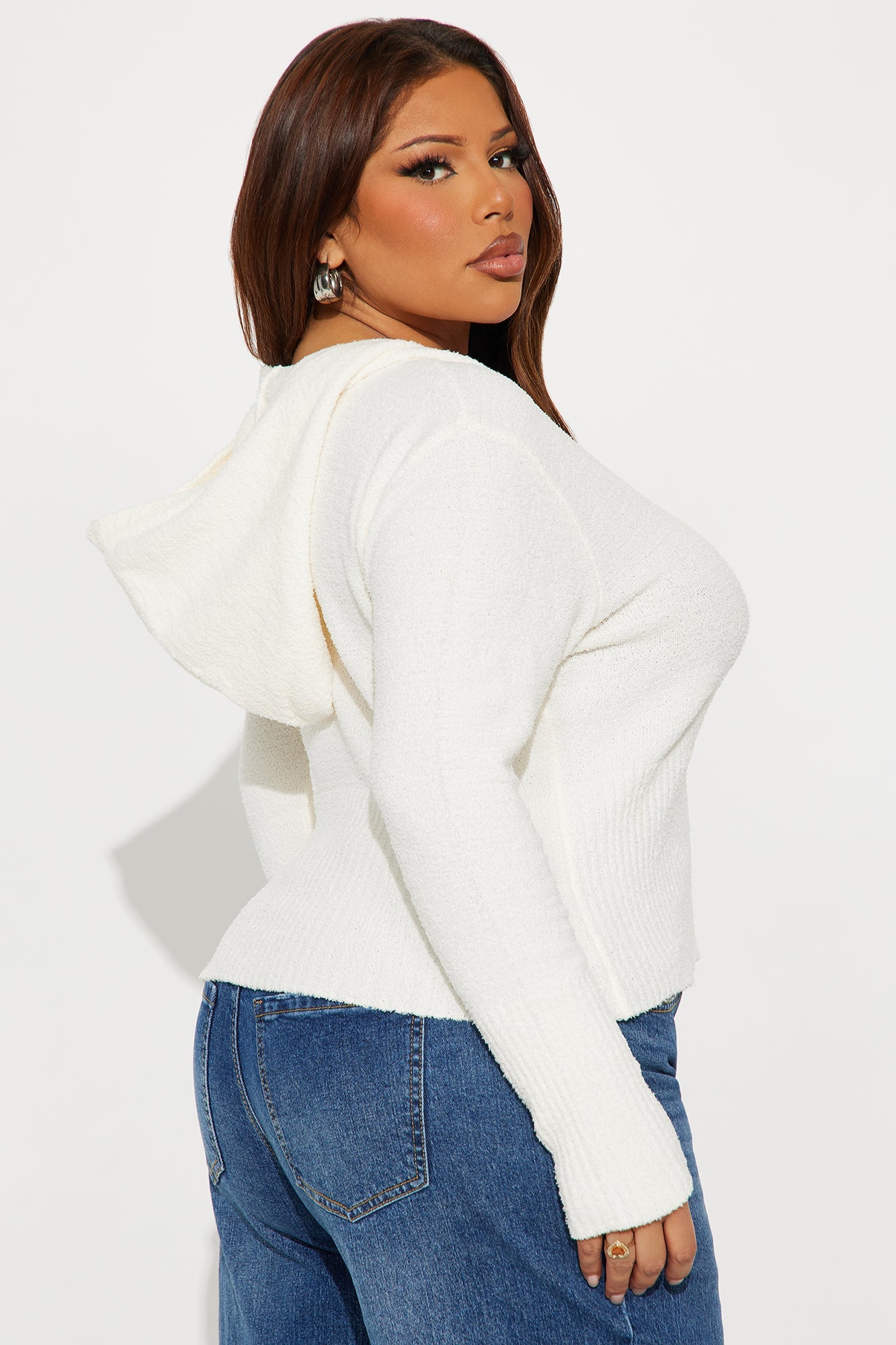 Pillow Talk Zip Front Ribbed Cardigan Sweater - Ivory