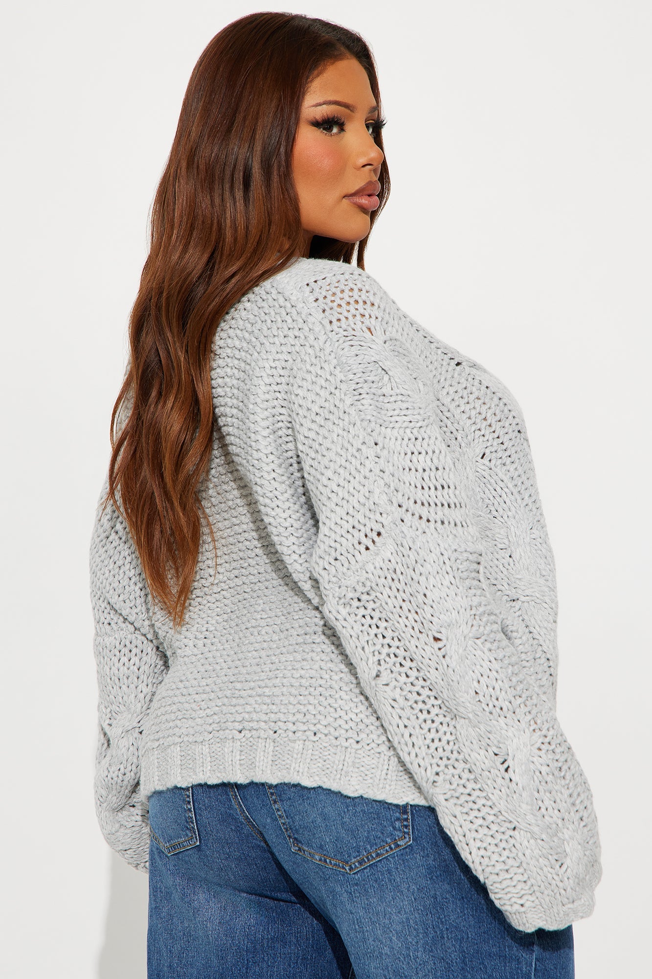 From The Archives Cable Knit Sweater - Grey