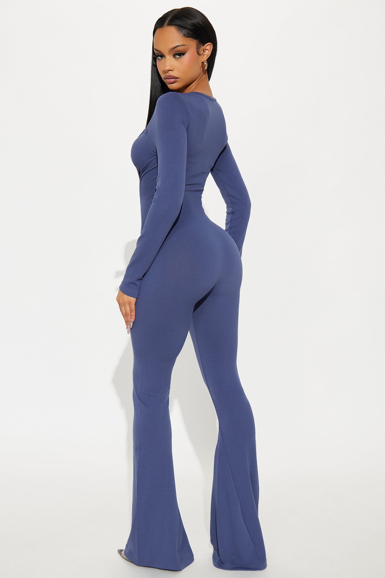 Come With Me Seamless Flare Jumpsuit - Navy