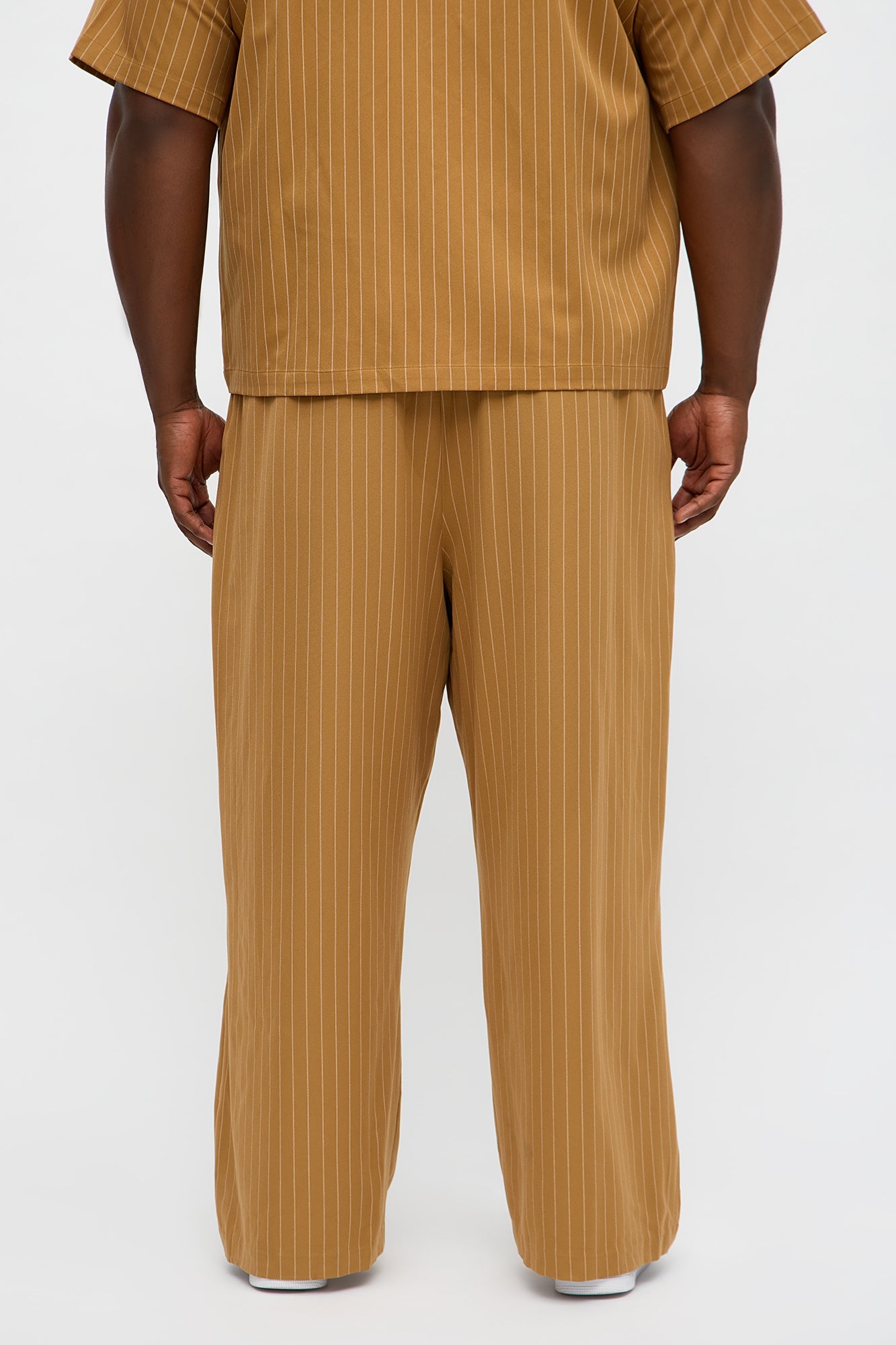 Wide Leg Straight Striped Trouser - Yellow