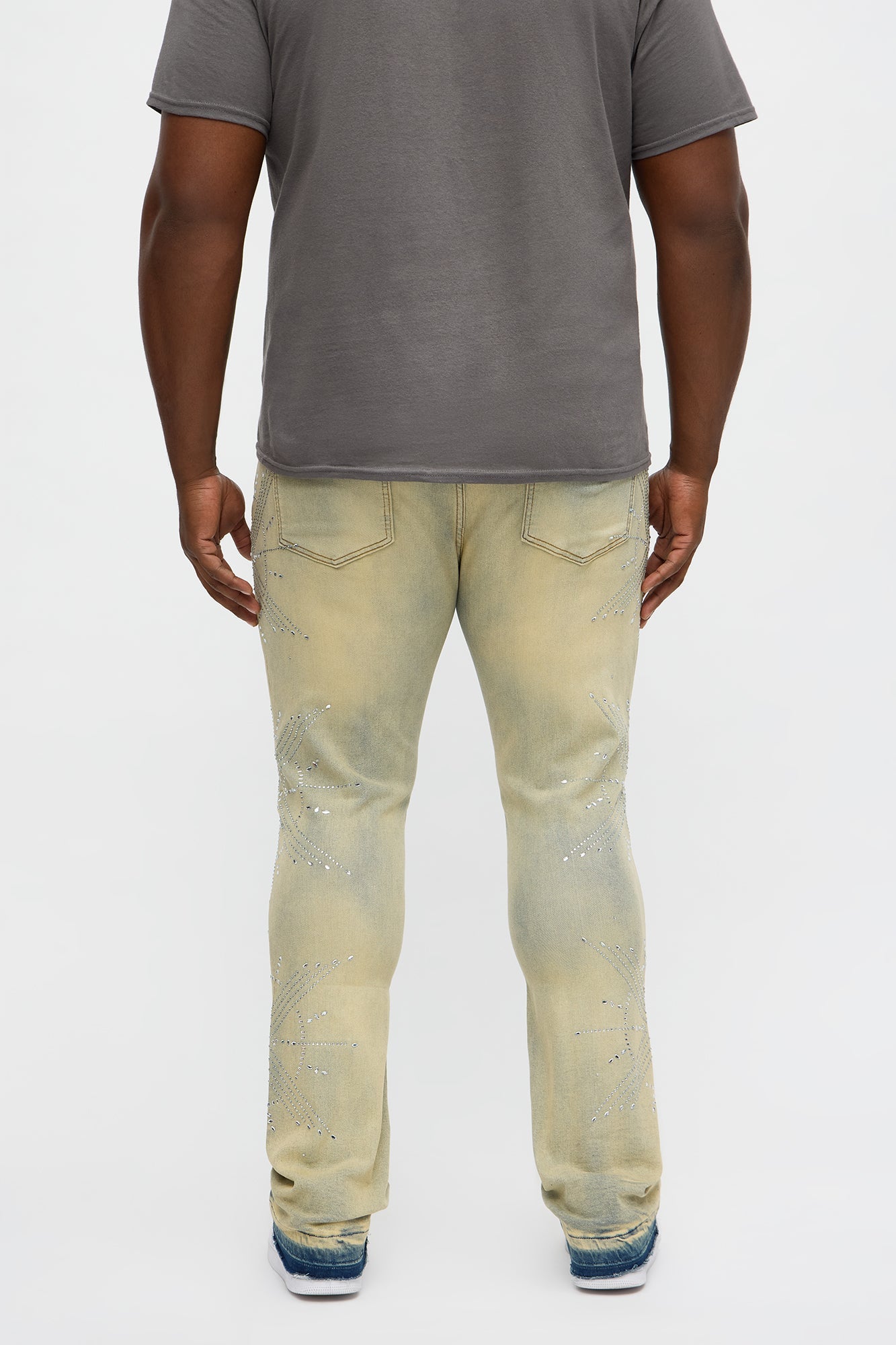 Stacked Skinny Flare Within Star Jeweled Jean - Vintage Wash