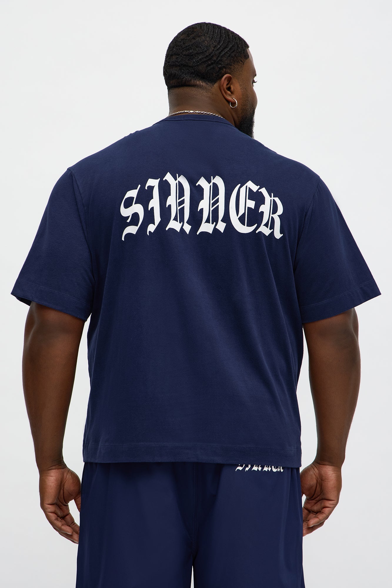 Sinner Front Back Tee - Navy