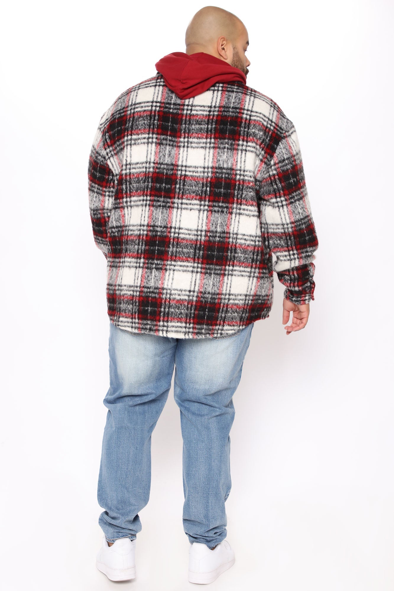 Move Up Plaid Shacket - Red/combo