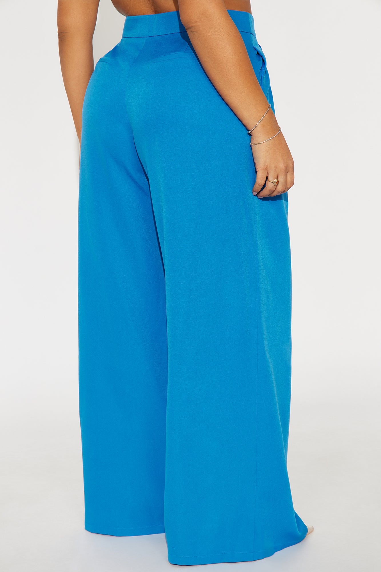 Delia Wide Leg Crepe Trousers 33″ - Cerulean