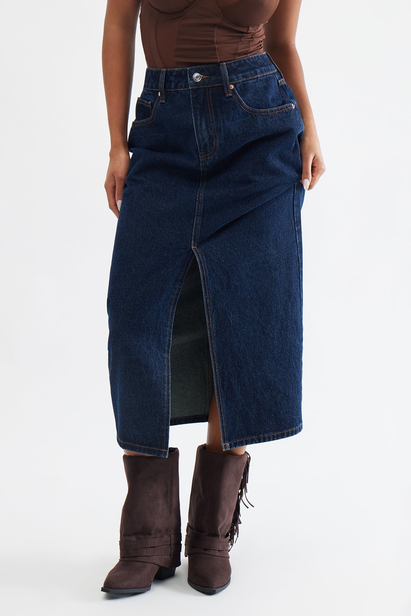 Mendocino Fringe Overlay Booties - Chocolate