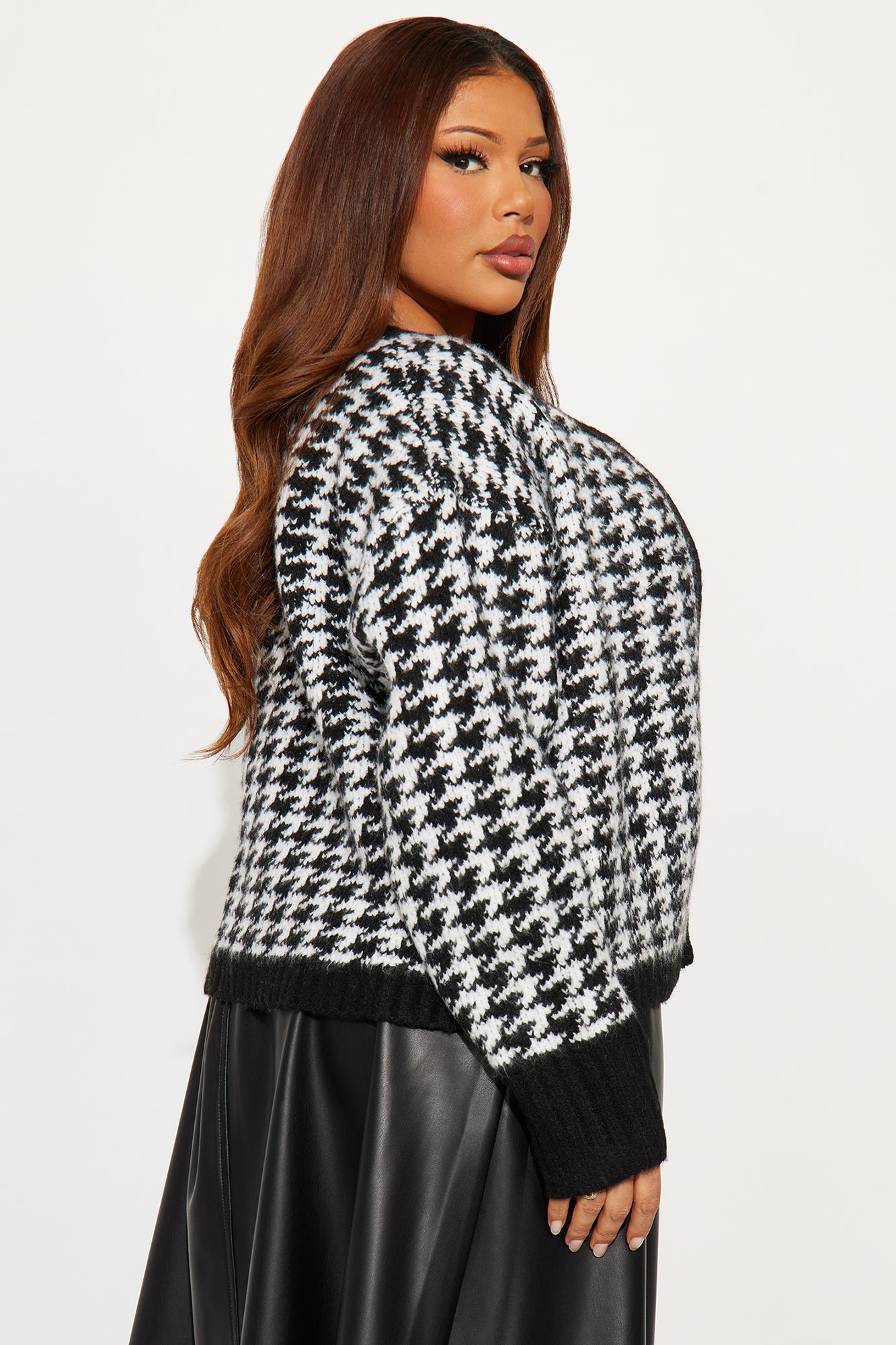True Desires Houndstooth Cardigan - Black/White