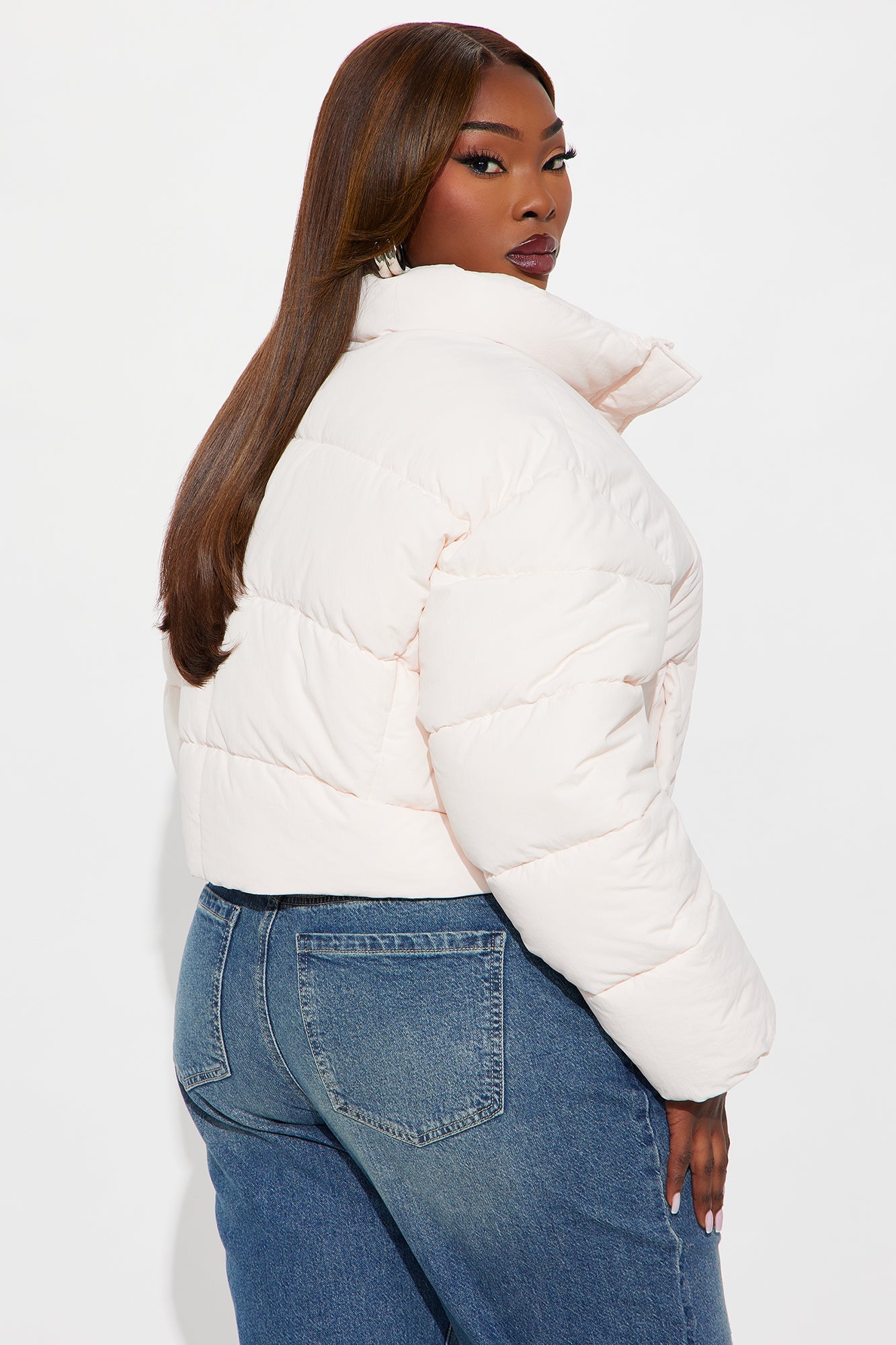 Kendall Cropped Puffer Jacket - Light Pink