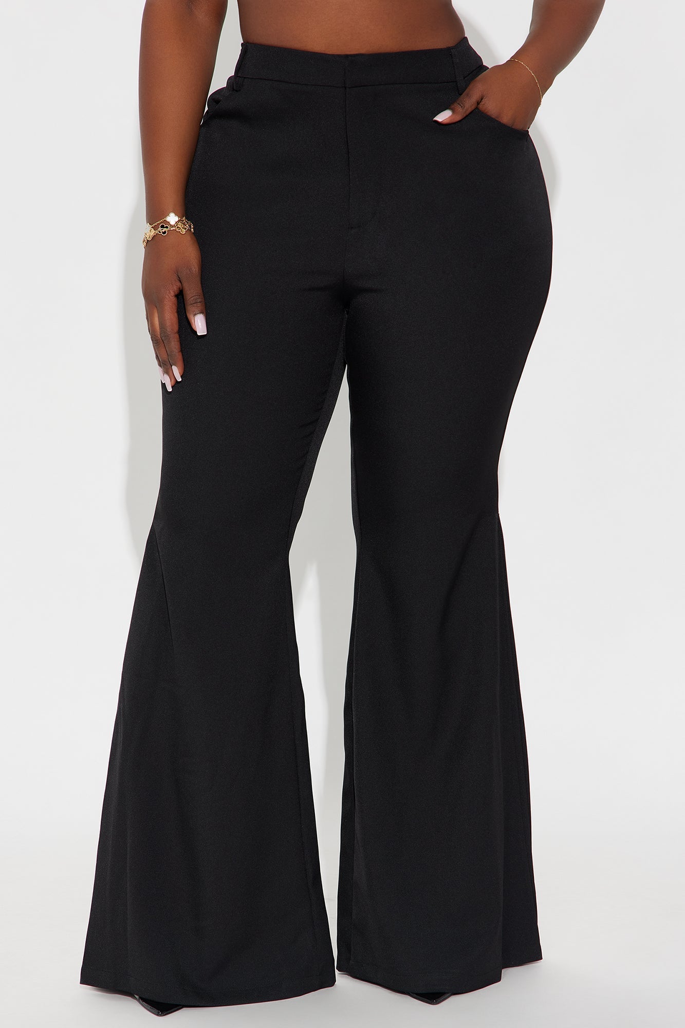 Janet Crepe Flare Trousers 33″ - Black
