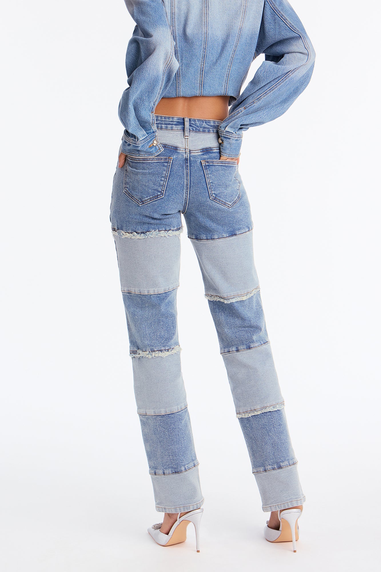 Tompkins Two Tone Straight Leg Jeans - Medium Wash