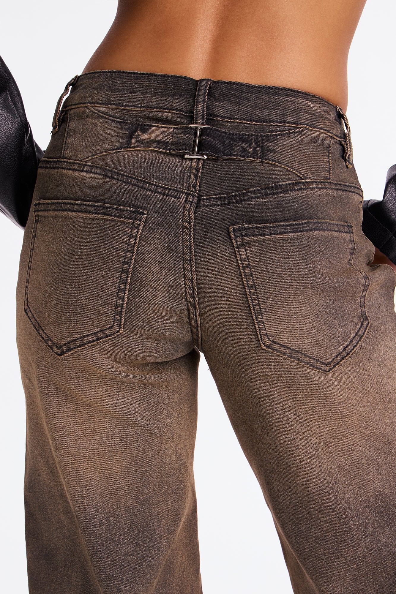 Never Ending Stacked Straight Leg Jeans - Brown