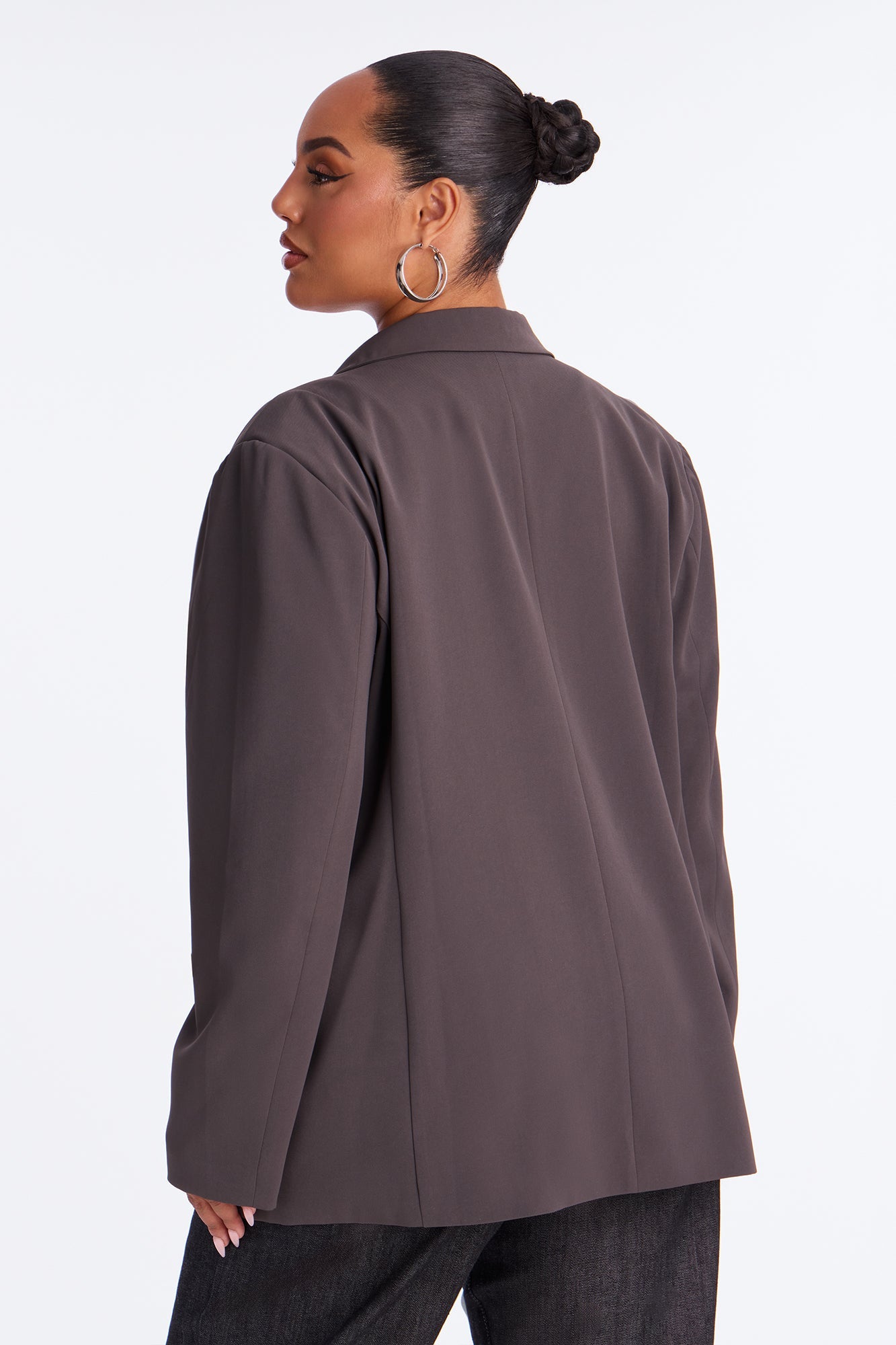 Run For Office Crepe Blazer - Charcoal