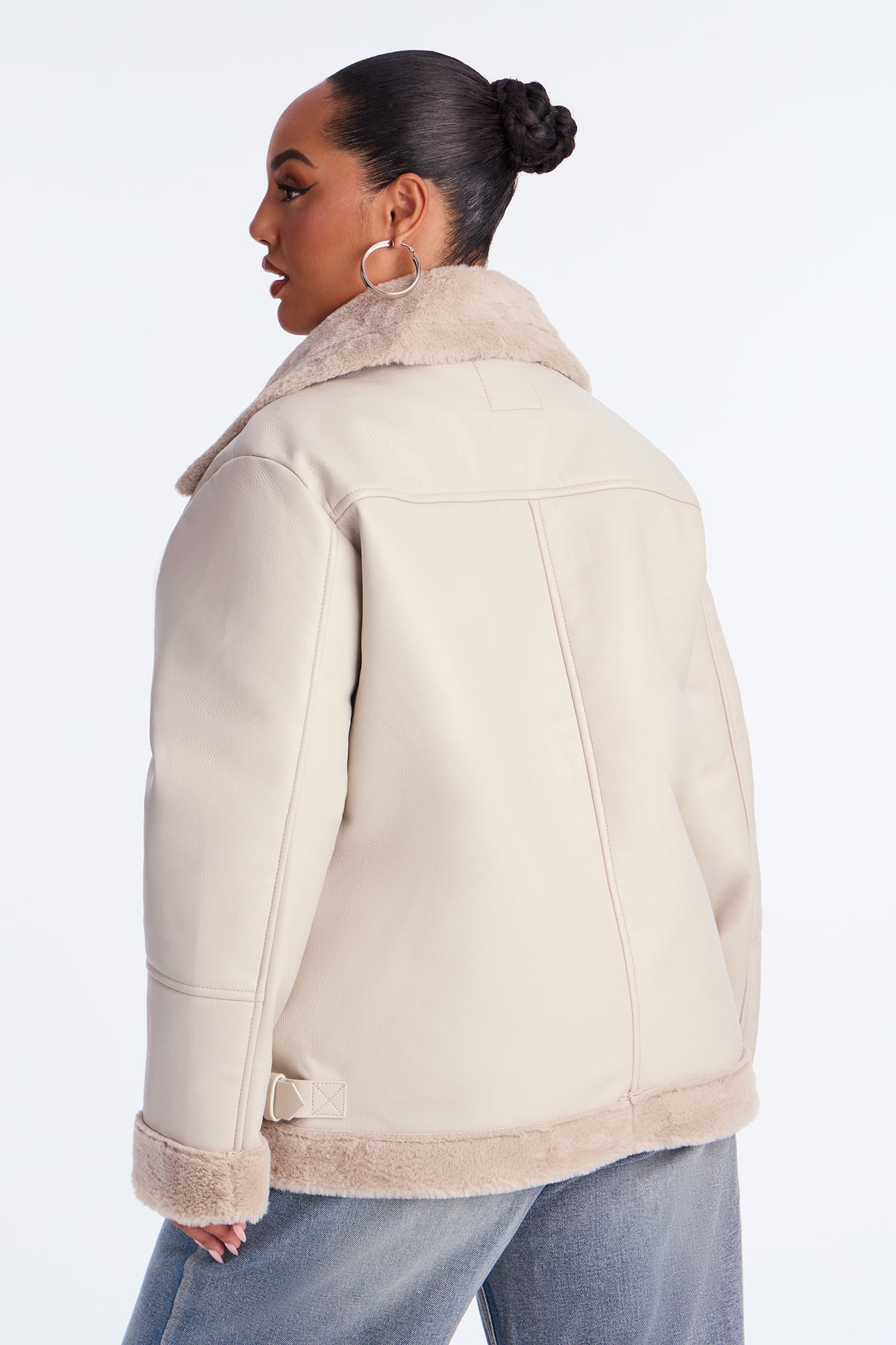 Chic Bad Ass Faux Leather Jacket - Stone