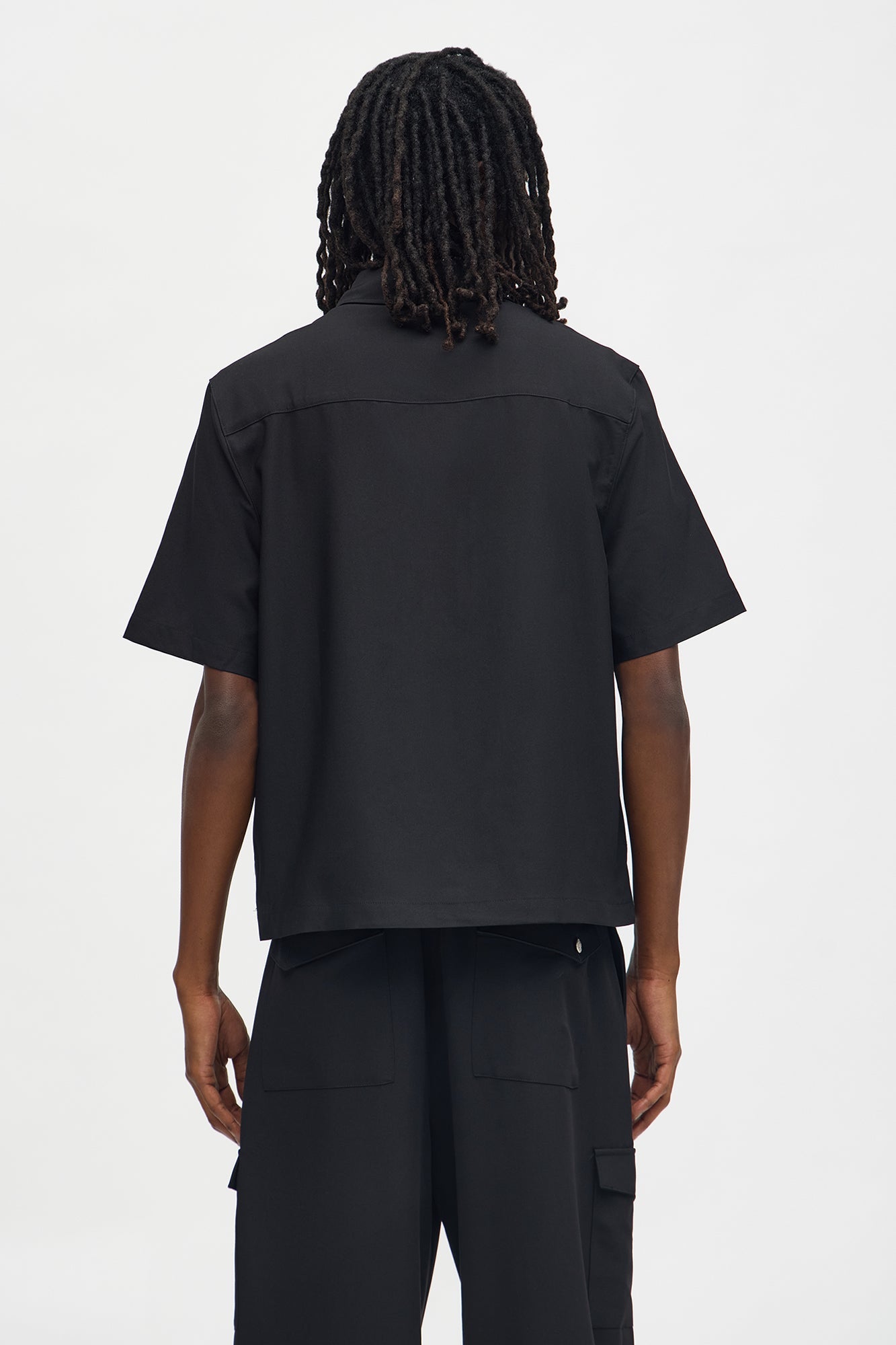 Erod Hidden Placket Button Up Shirt - Black