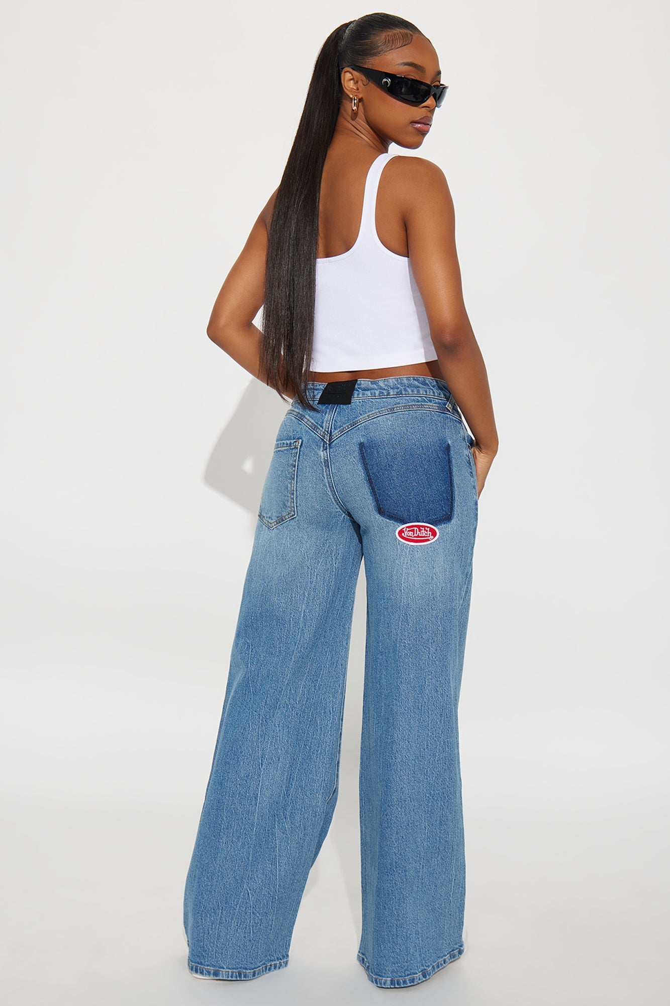 Von Dutch Flame Wide Leg Jeans - Medium Wash