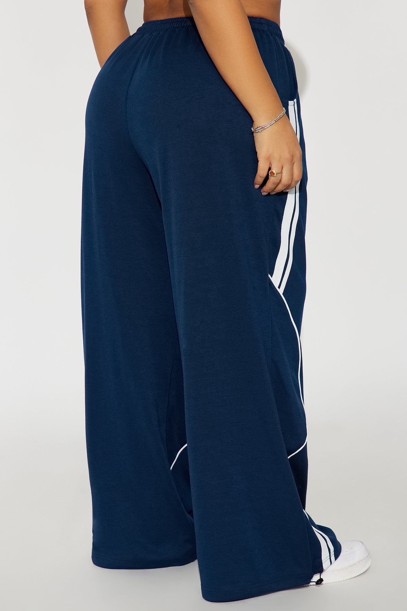 Jax Drawstring Wide Leg Pants 30″ - Navy/combo