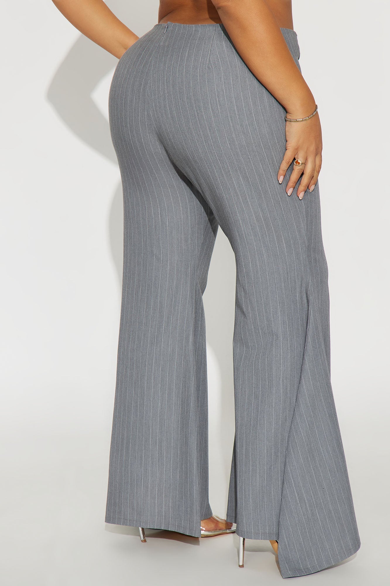 Vera Pinstripe Super Flare Pant 32″ - Grey