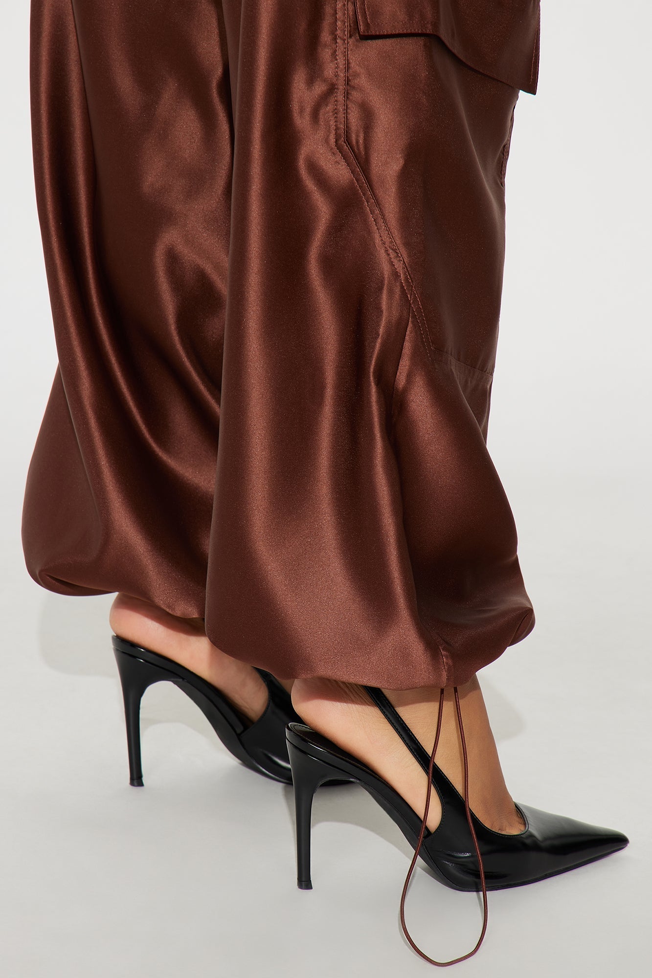 Gemma Cargo Satin Jogger Pant - Chocolate