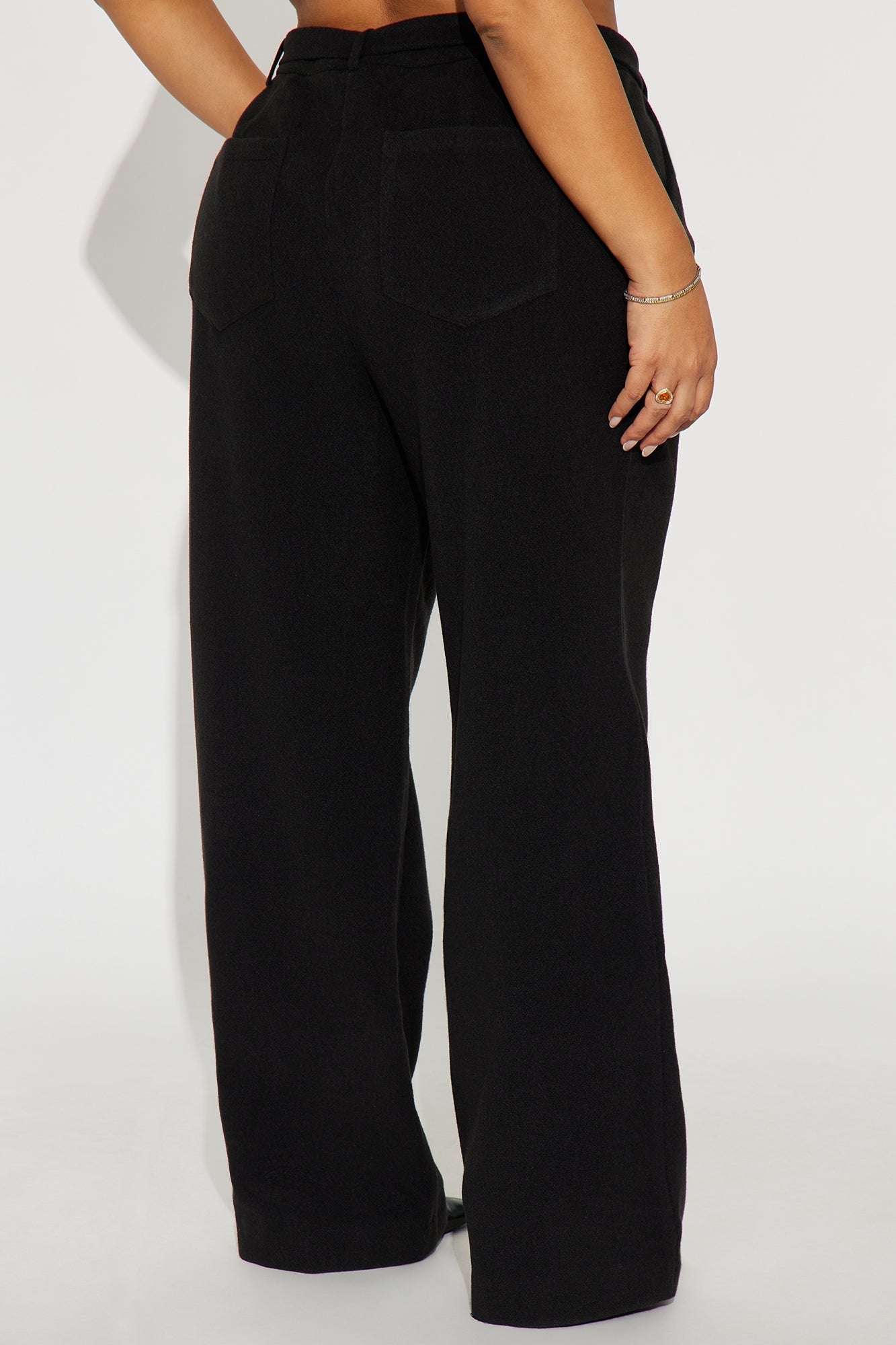 News Briefing Boucle Belted Wide Leg Pant 32″ - Black