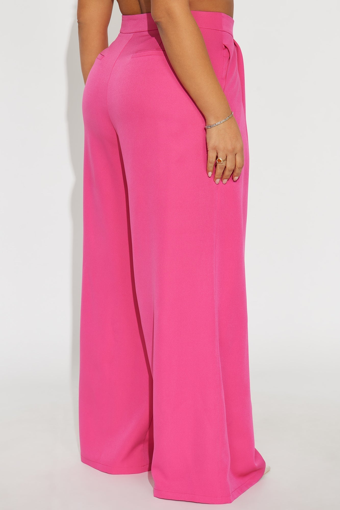 Delia Wide Leg Crepe Trousers 33″ - Fuchsia