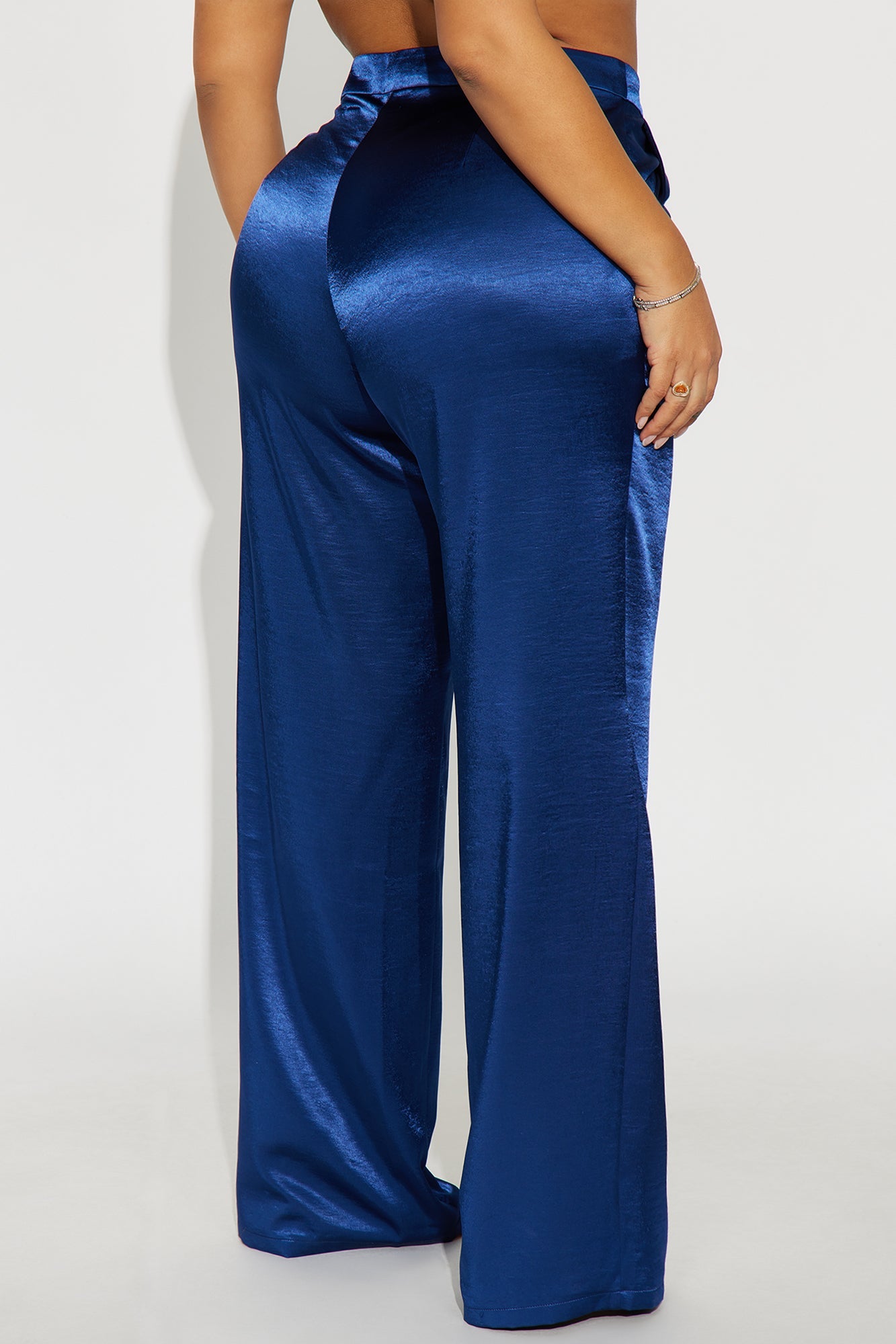 Selena Satin Wide Leg Pants 33″ - Navy