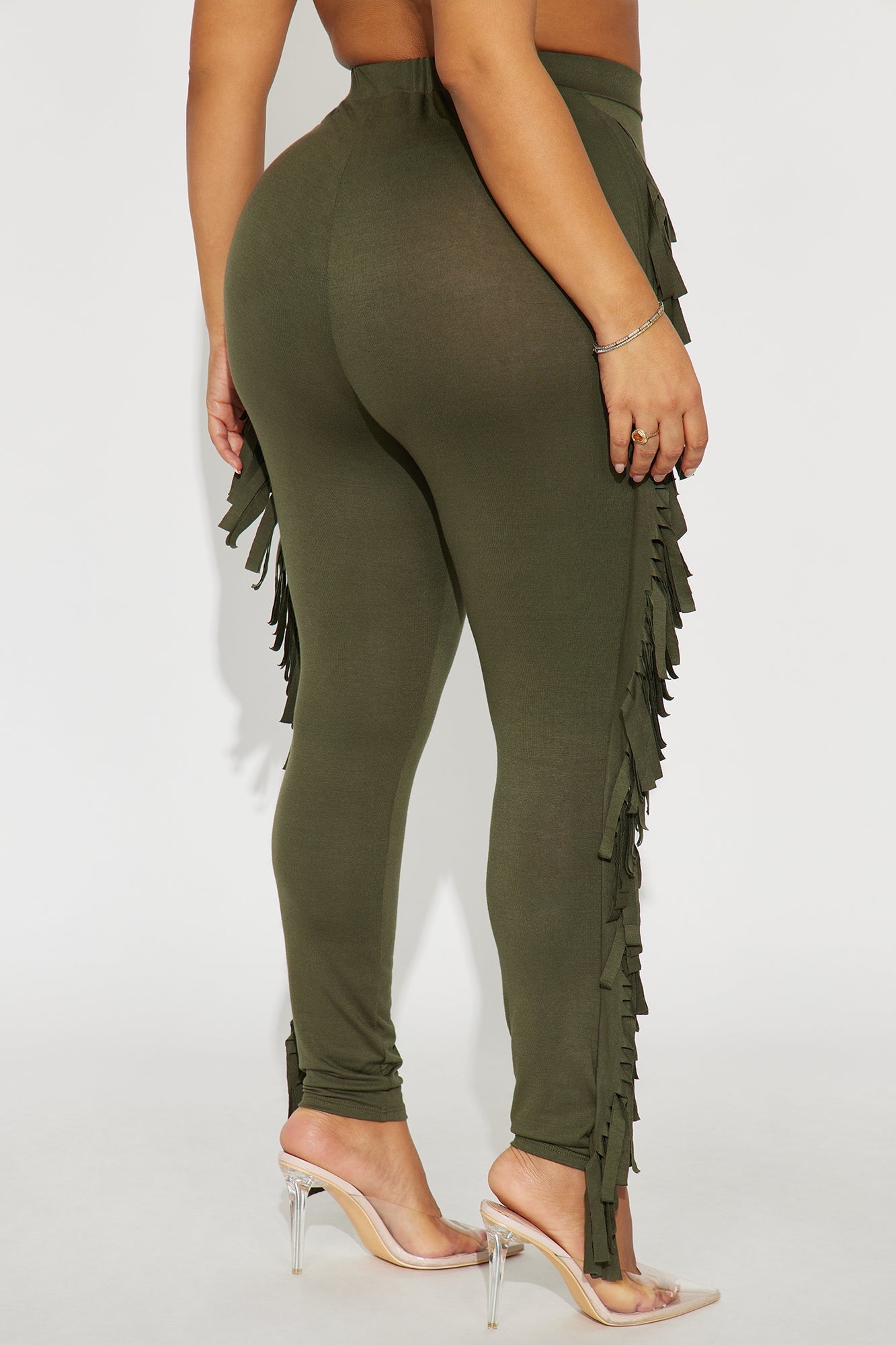 Shake It Like a Fringe Shaker Legging - Military Green