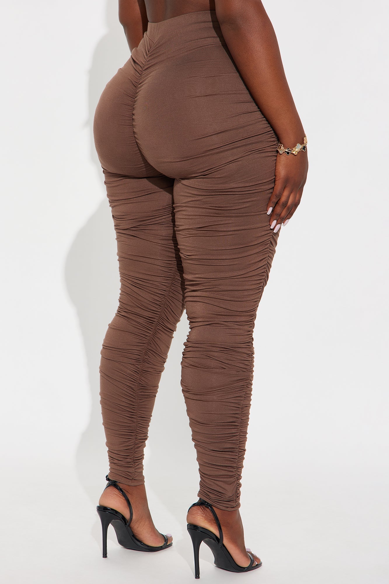 Perfectly Pinched Ruched High Rise Legging - Chocolate