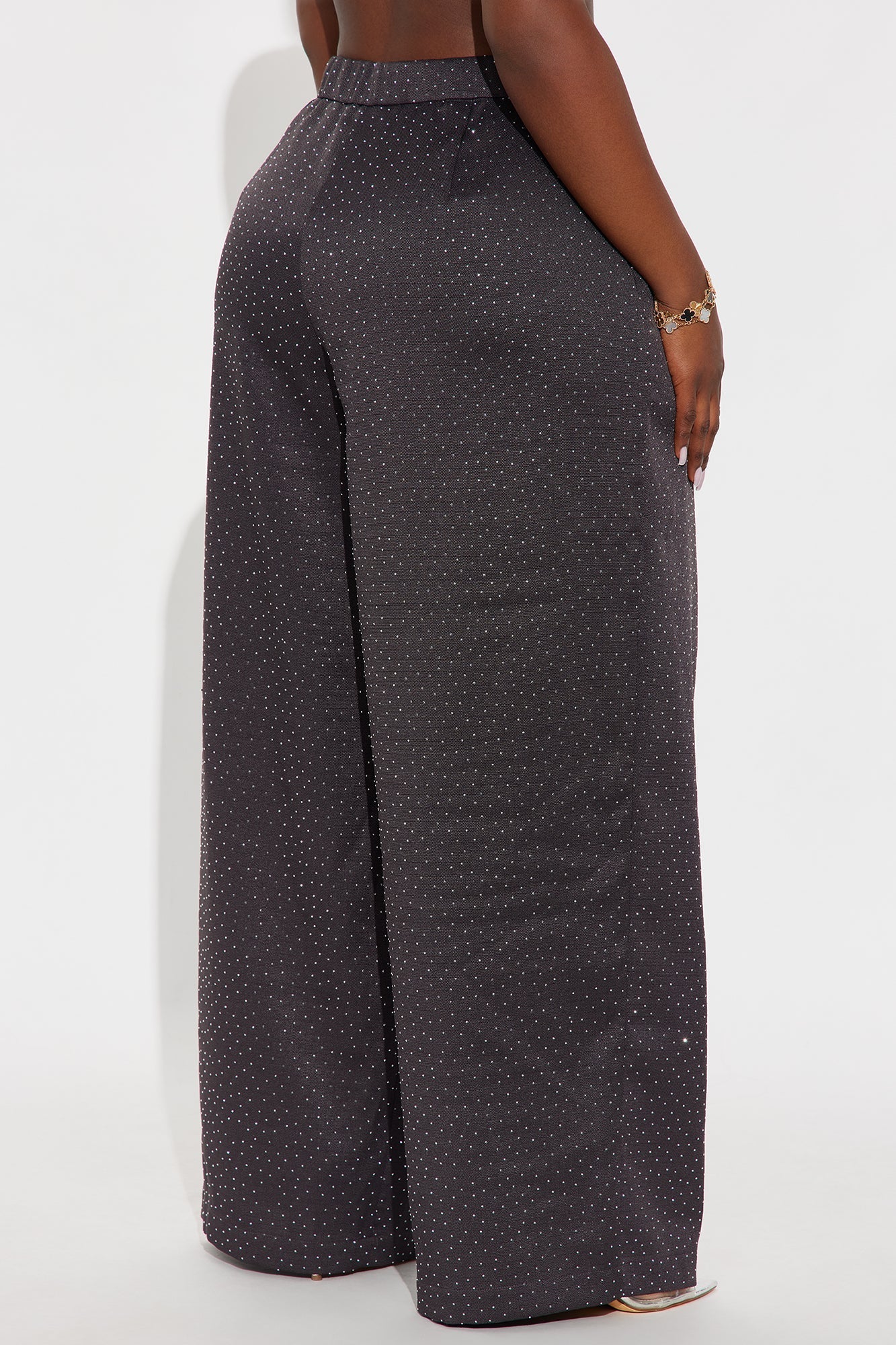 Eyes On Me Rhinestone Wide Leg Pant 32″ - Charcoal