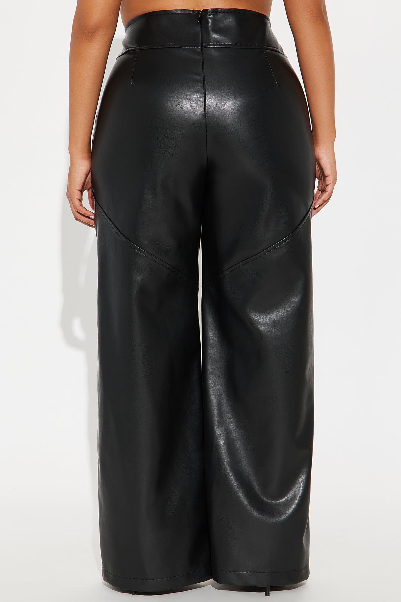 Set In My Ways High Rise Faux Leather Wide Leg Pant 33 - Black
