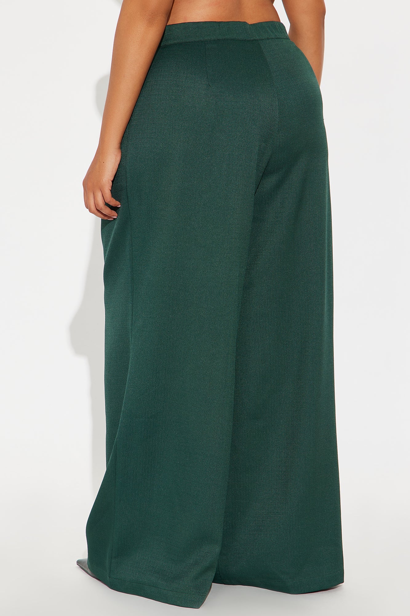 Crystal Textured Wide Leg Pant 33 - Hunter Green